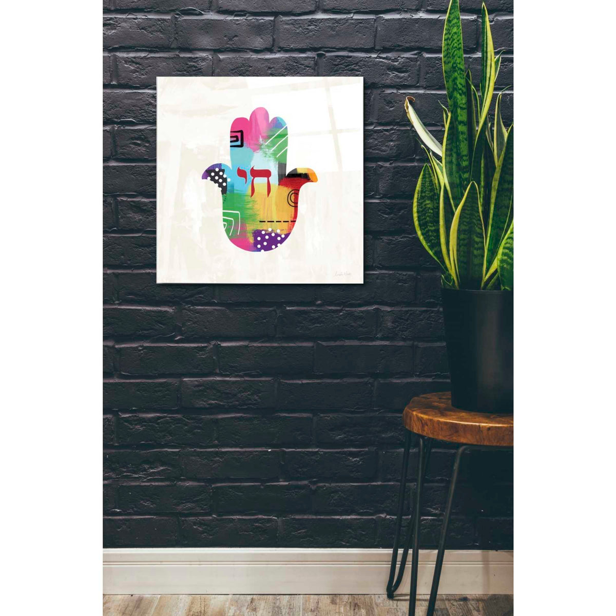 Epic Art 'Chai Hamsa' by Linda Woods, Acrylic Glass Wall Art,24x24