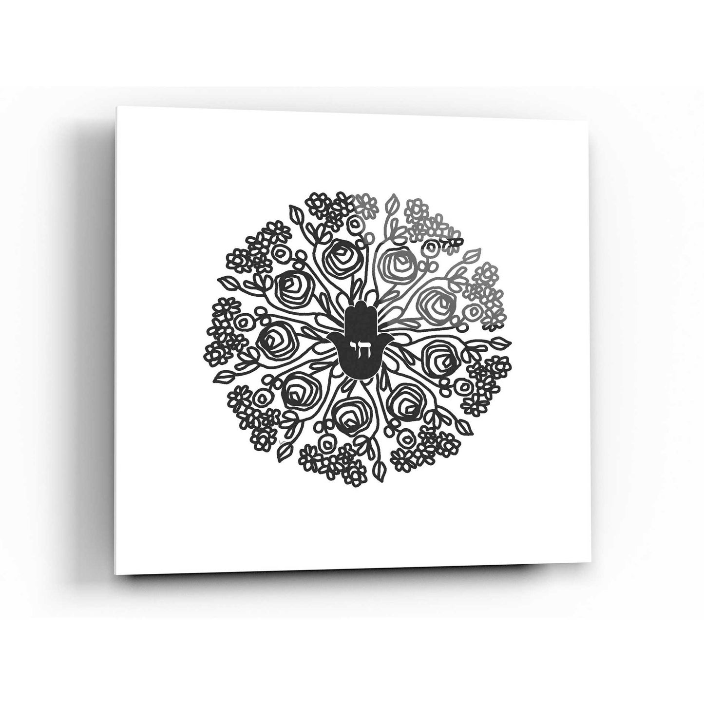 Epic Art 'Bw Hamsa Mandala' by Linda Woods, Acrylic Glass Wall Art,24x24