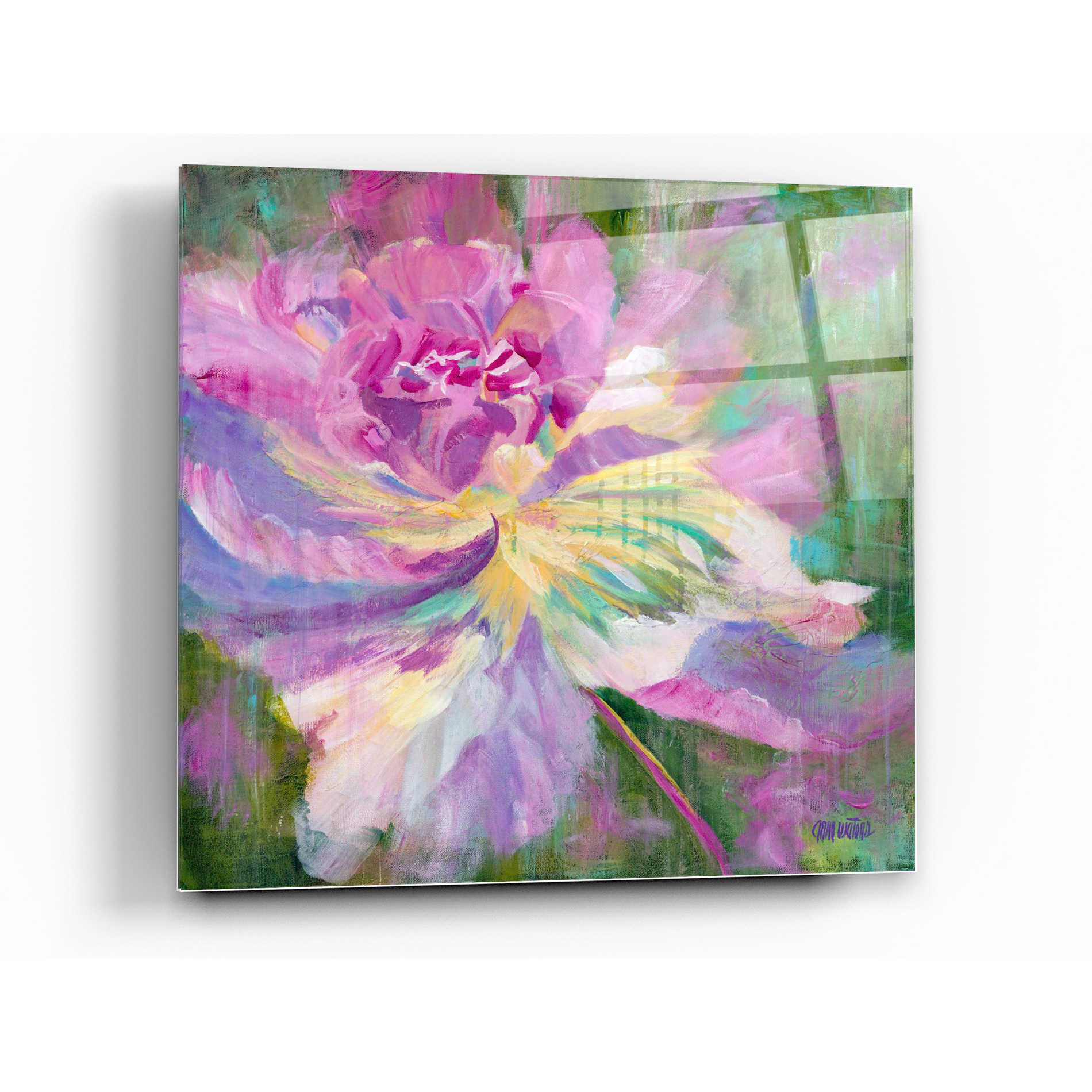 Epic Art 'Raspberry Sundae Peony' by Anne Waters, Acrylic Glass Wall Art,24x24