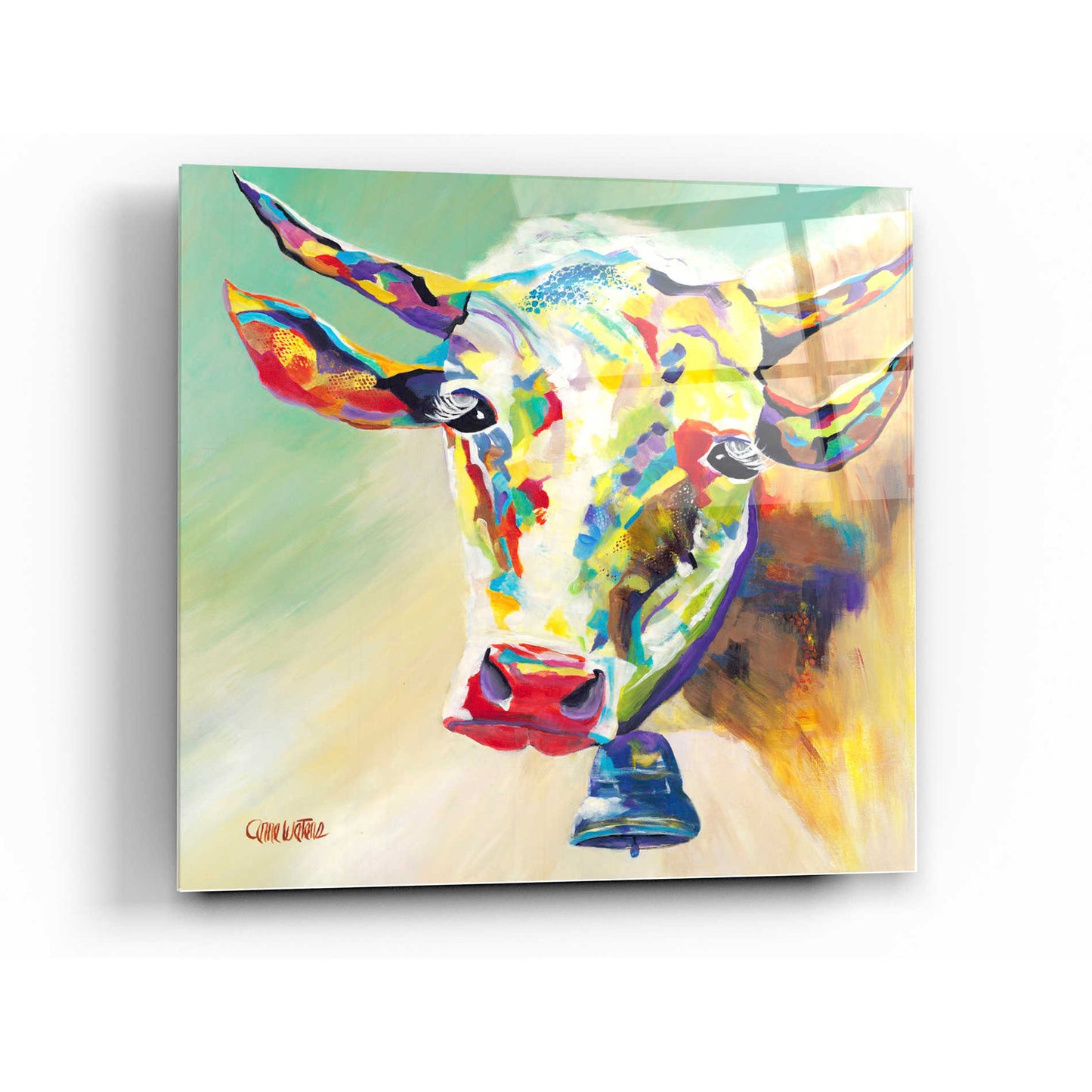 Epic Art 'Clarbelle the Cow' by Anne Waters, Acrylic Glass Wall Art,24x24