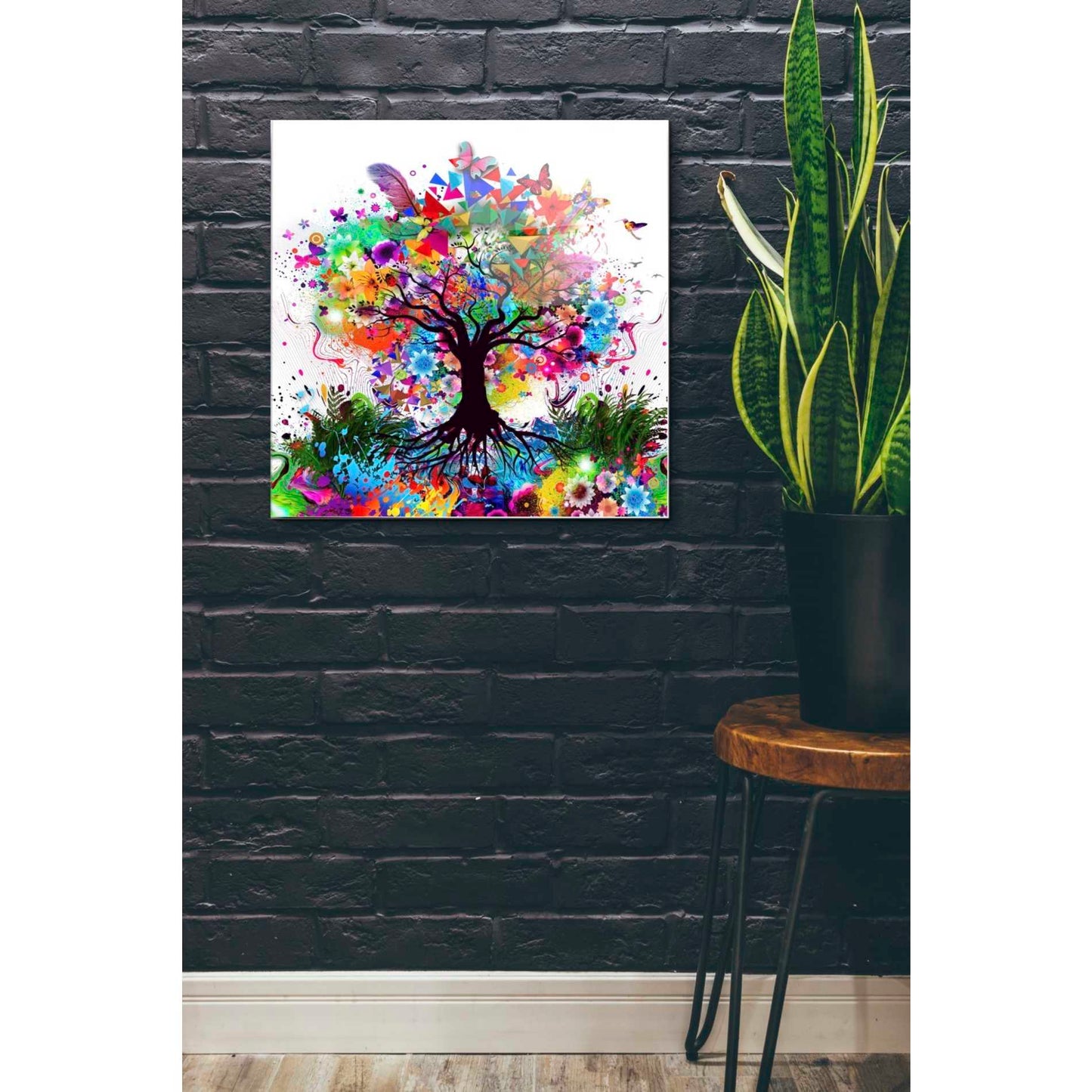 Epic Art 'Kaleidoscope Tree White' Acrylic Glass Wall Art,24x24