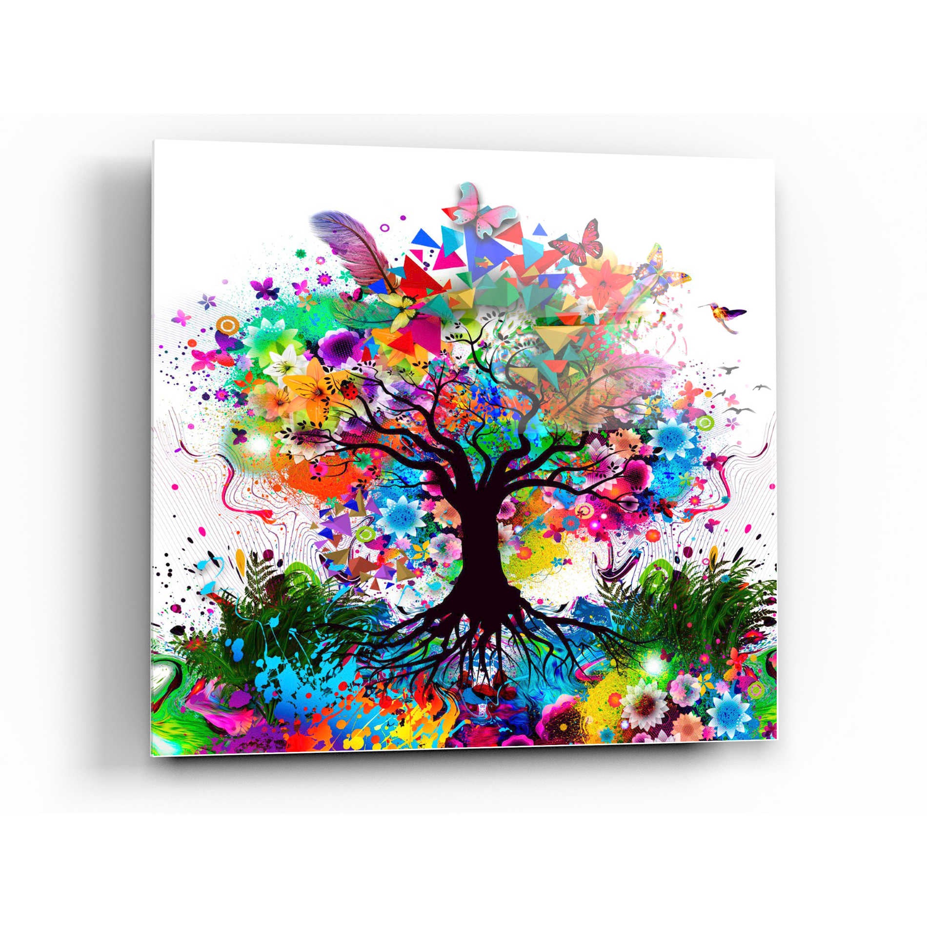 Epic Art 'Kaleidoscope Tree White' Acrylic Glass Wall Art,24x24