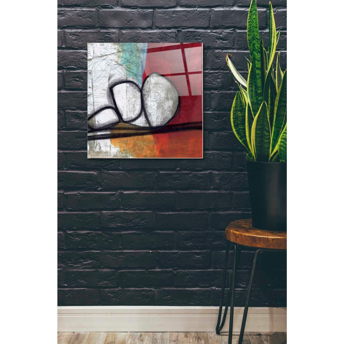 Epic Art 'Red Abstract' by Linda Woods, Acrylic Glass Wall Art,24x24