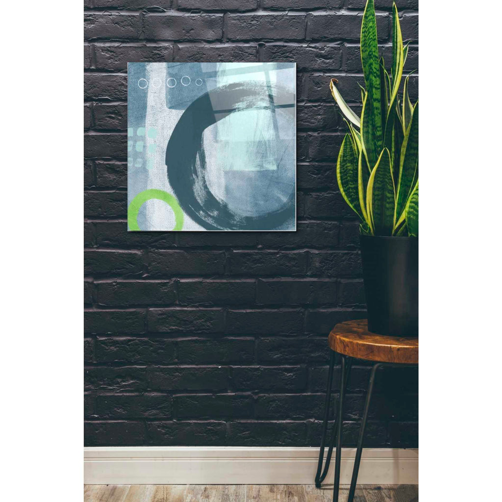 Epic Art 'Blue Circles II' by Linda Woods, Acrylic Glass Wall Art,24x24