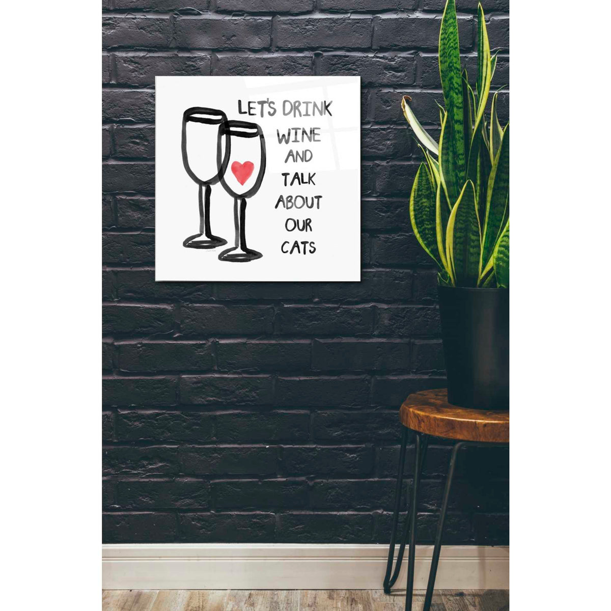 Epic Art 'Wine And Cats' by Linda Woods, Acrylic Glass Wall Art,24x24