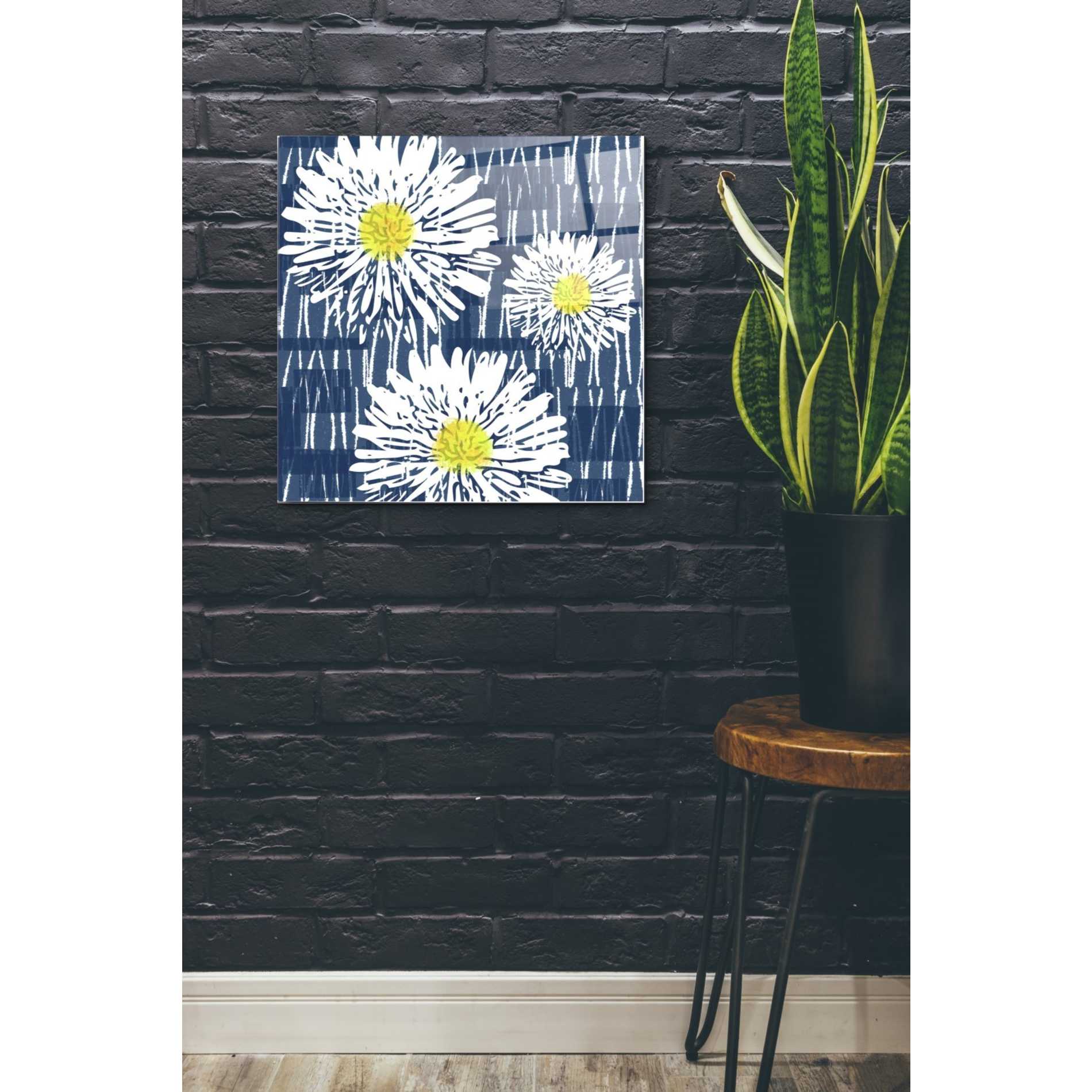 Epic Art 'White Flowers on Blue' by Linda Woods, Acrylic Glass Wall Art,24x24
