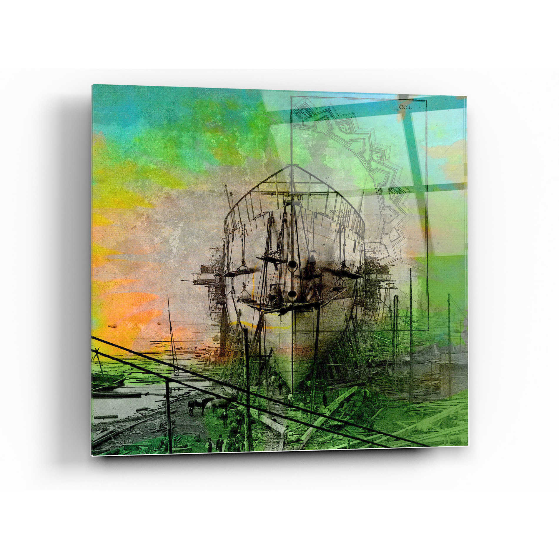 Epic Art 'Ship Builders' by Elena Ray Acrylic Glass Wall Art,24x24