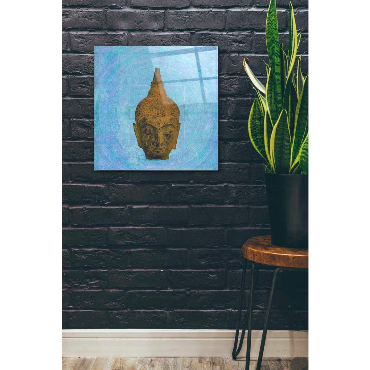 Epic Art 'Buddha on Blue' by Elena Ray Acrylic Glass Wall Art,24x24