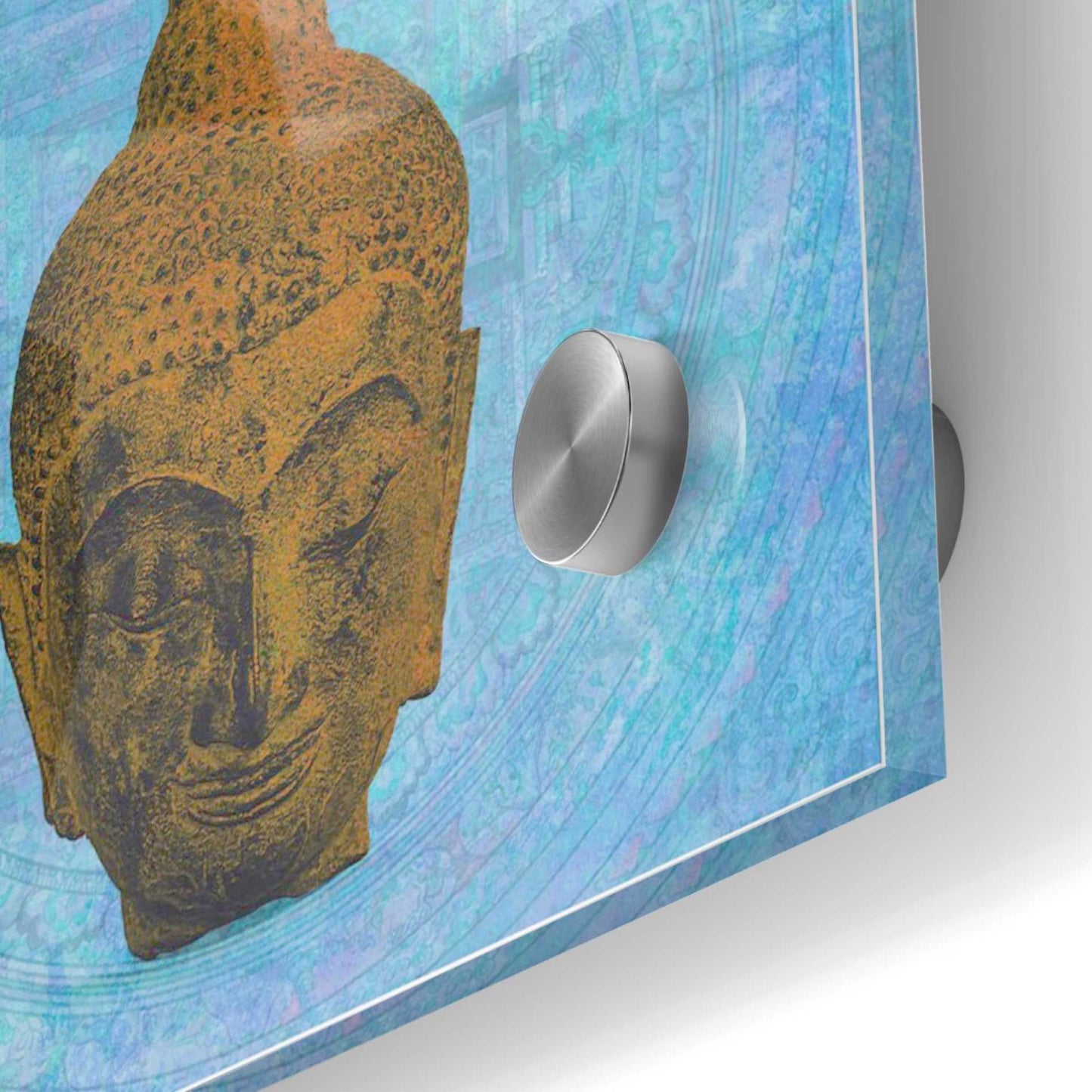 Epic Art 'Buddha on Blue' by Elena Ray Acrylic Glass Wall Art,24x24