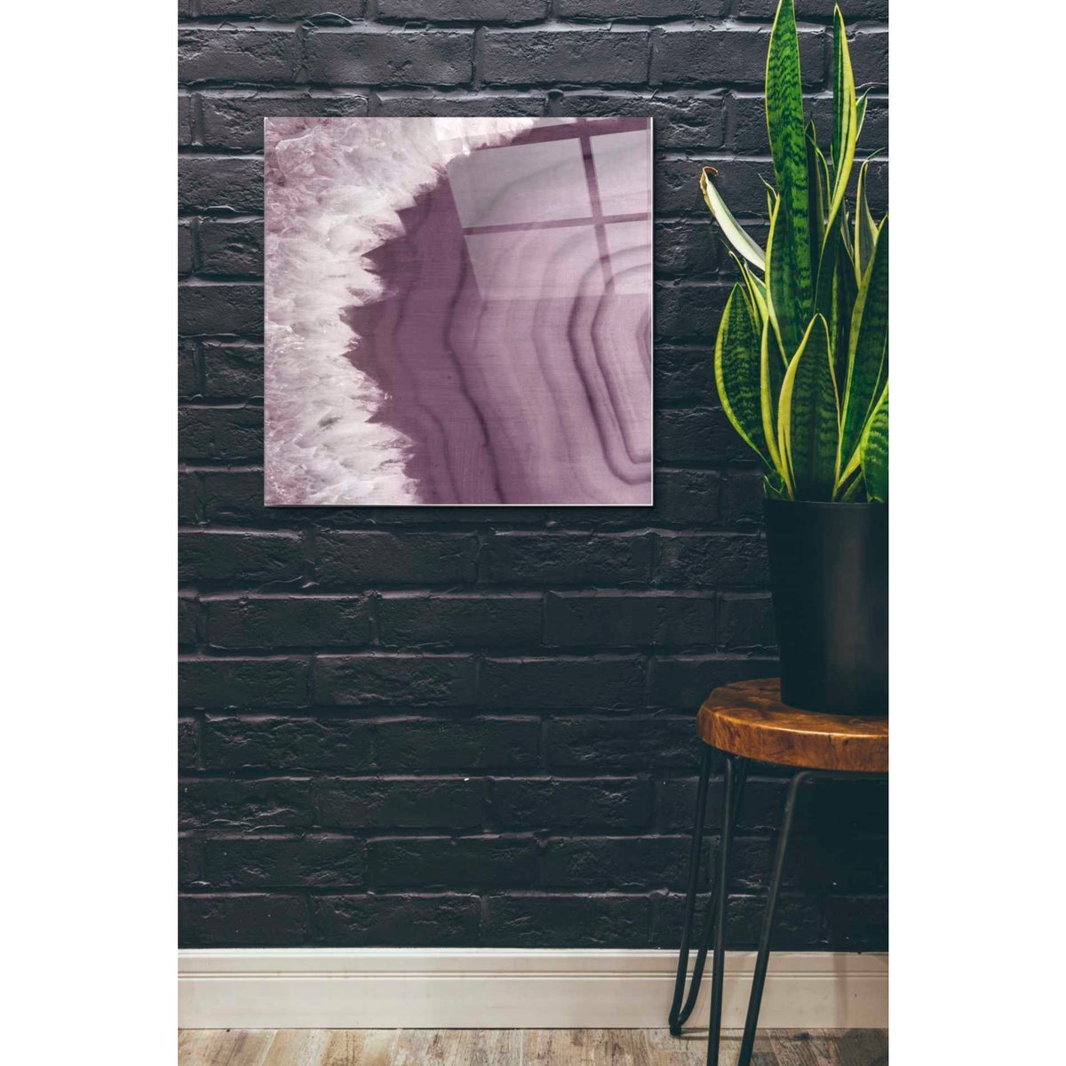 Epic Art 'Agate Geode I PLUM' by Wild Apple Portfolio, Acrylic Glass Wall Art,24x24