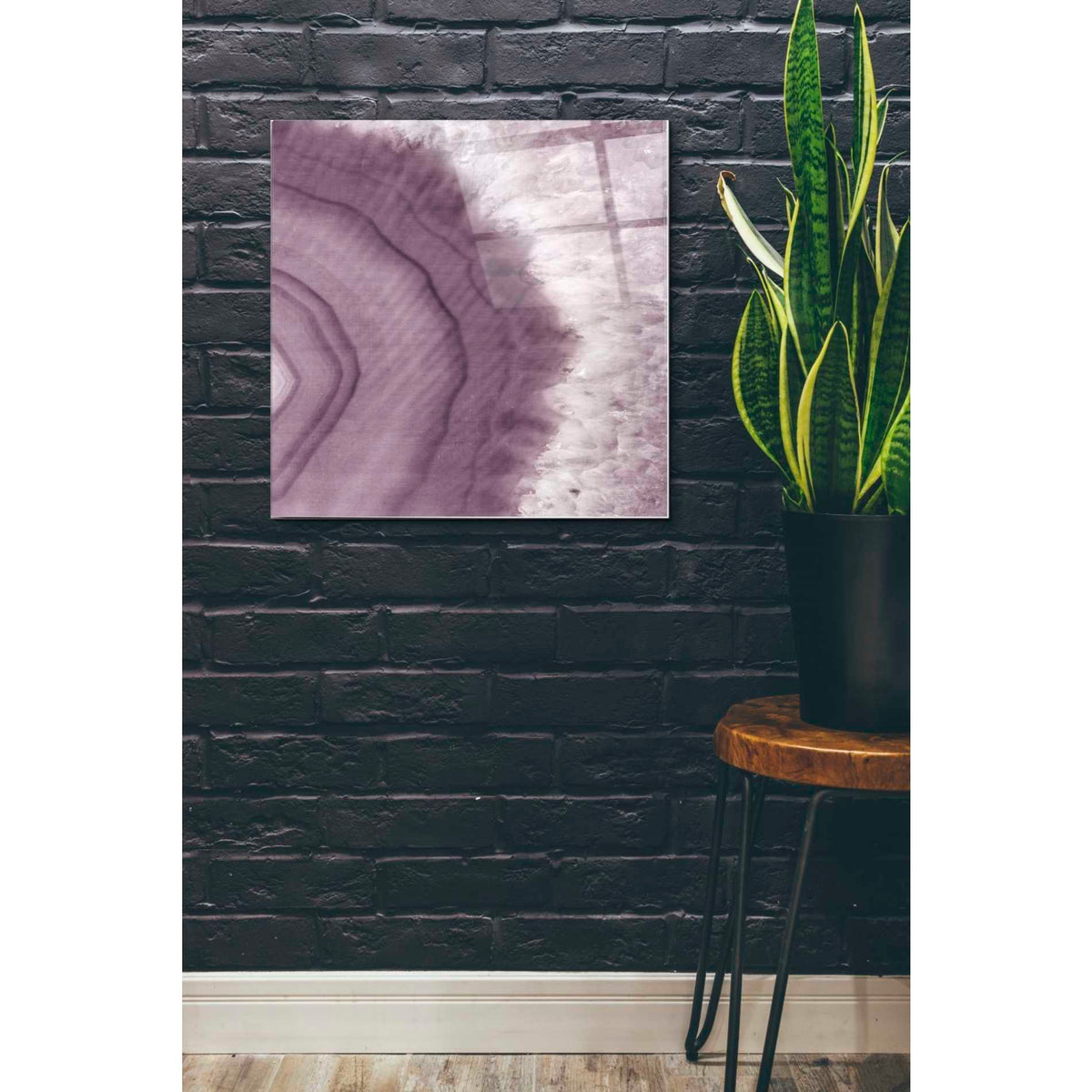 Epic Art 'Agate Geode II PLUM' by Wild Apple Portfolio, Acrylic Glass Wall Art,24x24
