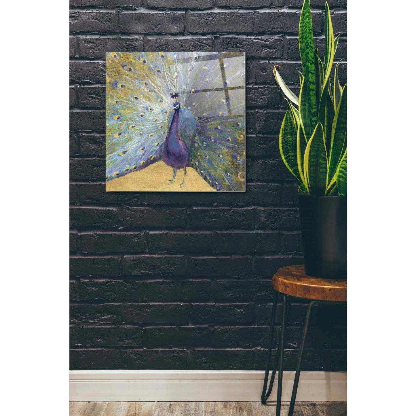 Epic Art 'Purple And Gold Peacock' by Danhui Nai, Acrylic Glass Wall Art,24x24