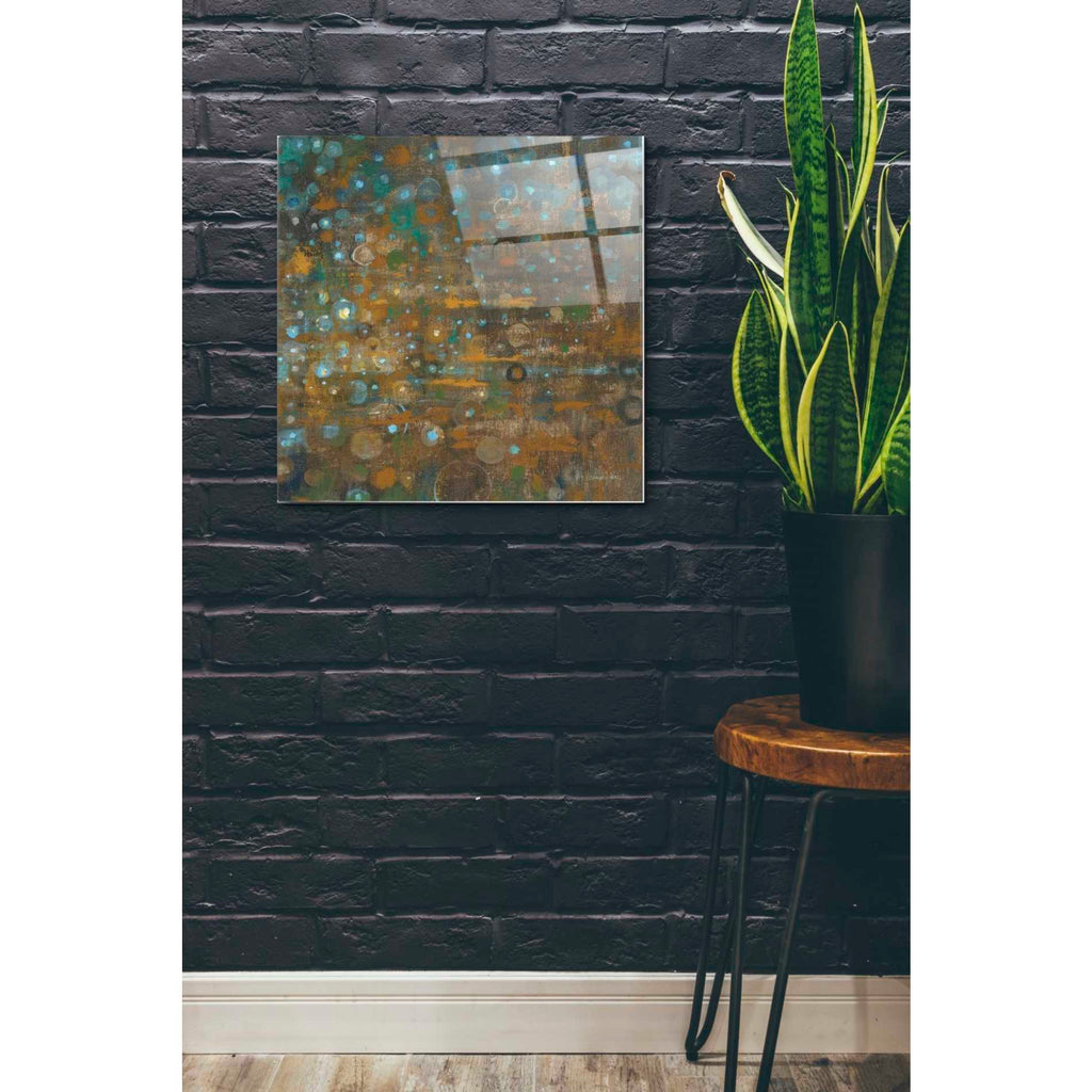 Epic Art 'Blue And Bronze Dots X' by Danhui Nai, Acrylic Glass Wall Art,24x24