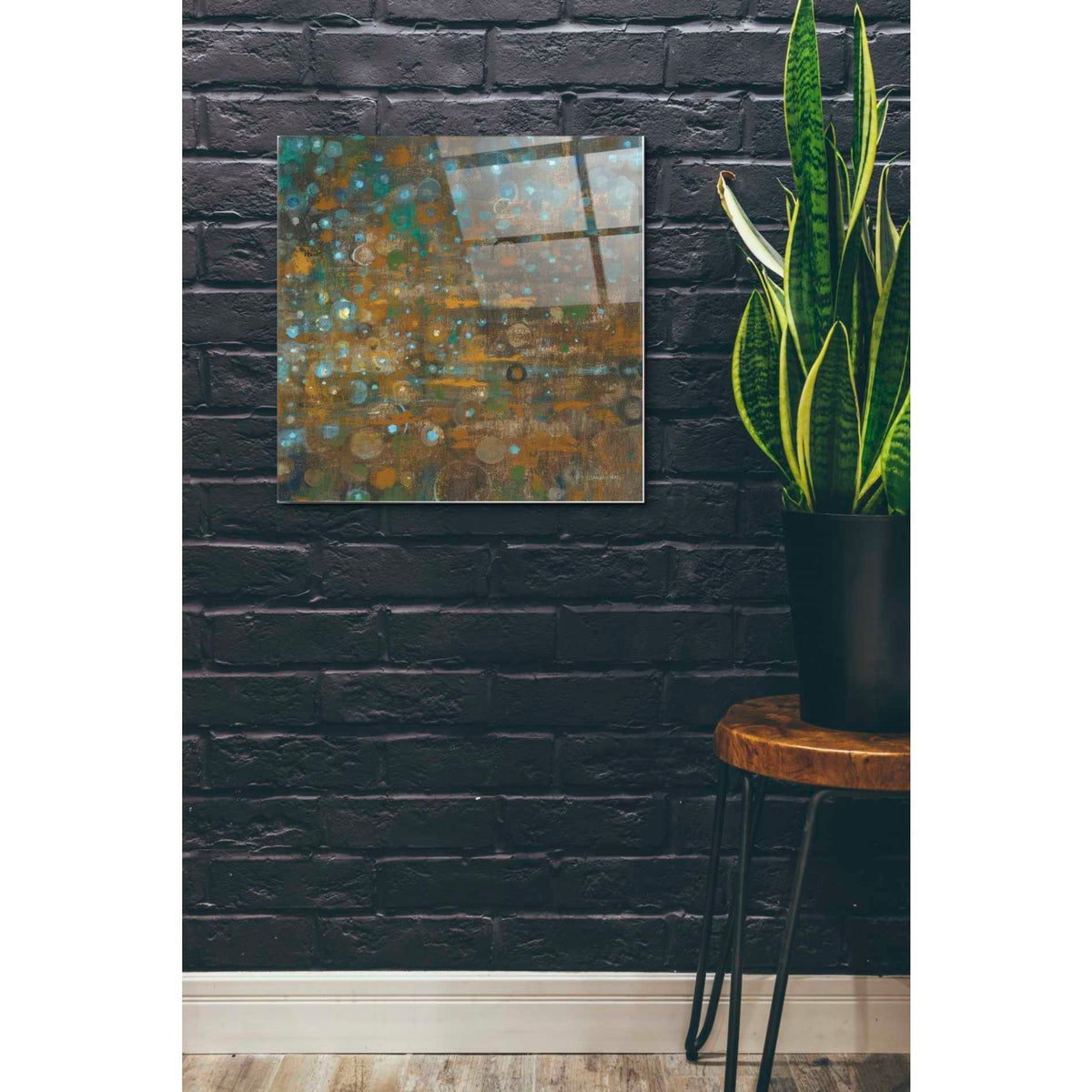 Epic Art 'Blue And Bronze Dots X' by Danhui Nai, Acrylic Glass Wall Art,24x24
