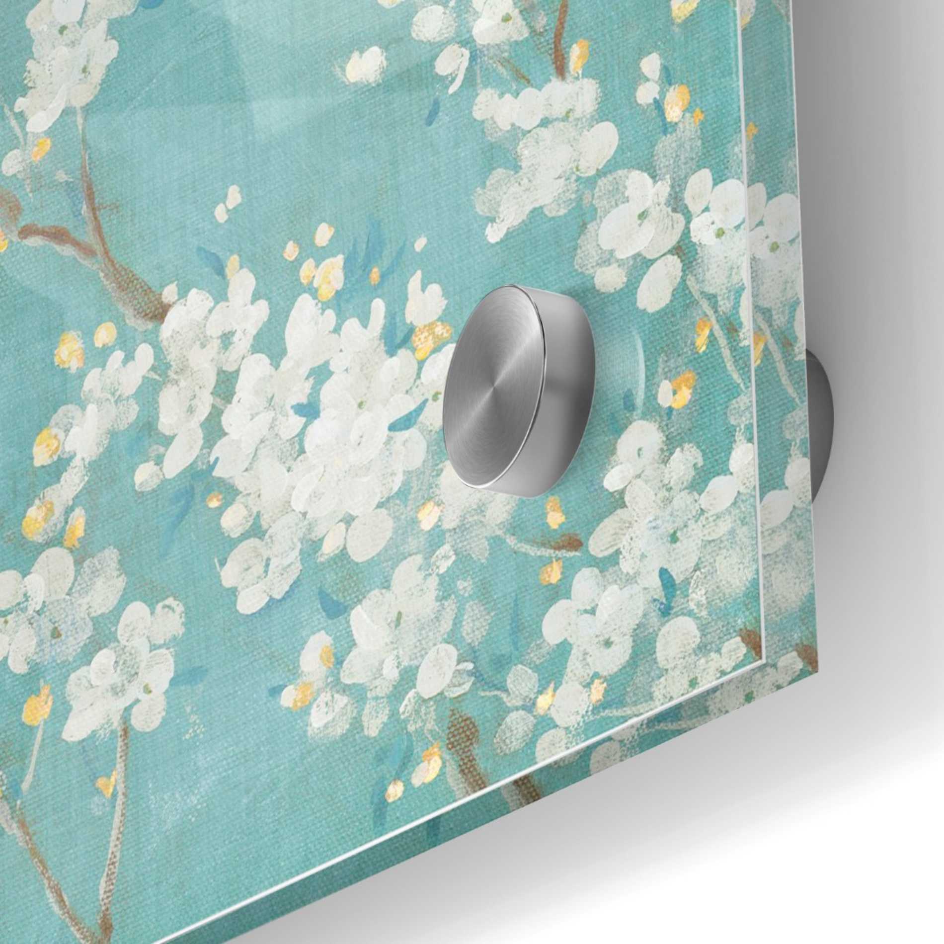 Epic Art 'White Cherry Blossom II on Blue' by Danhui Nai, Acrylic Glass Wall Art,24x24