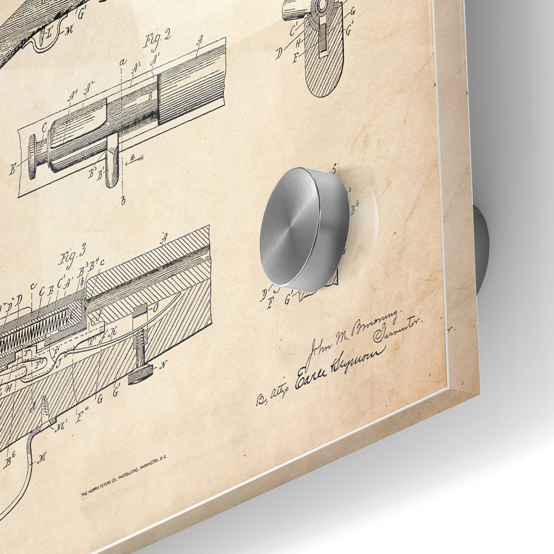 Epic Art 'Rifle Blueprint Patent Parchment' Acrylic Glass Wall Art,24x36