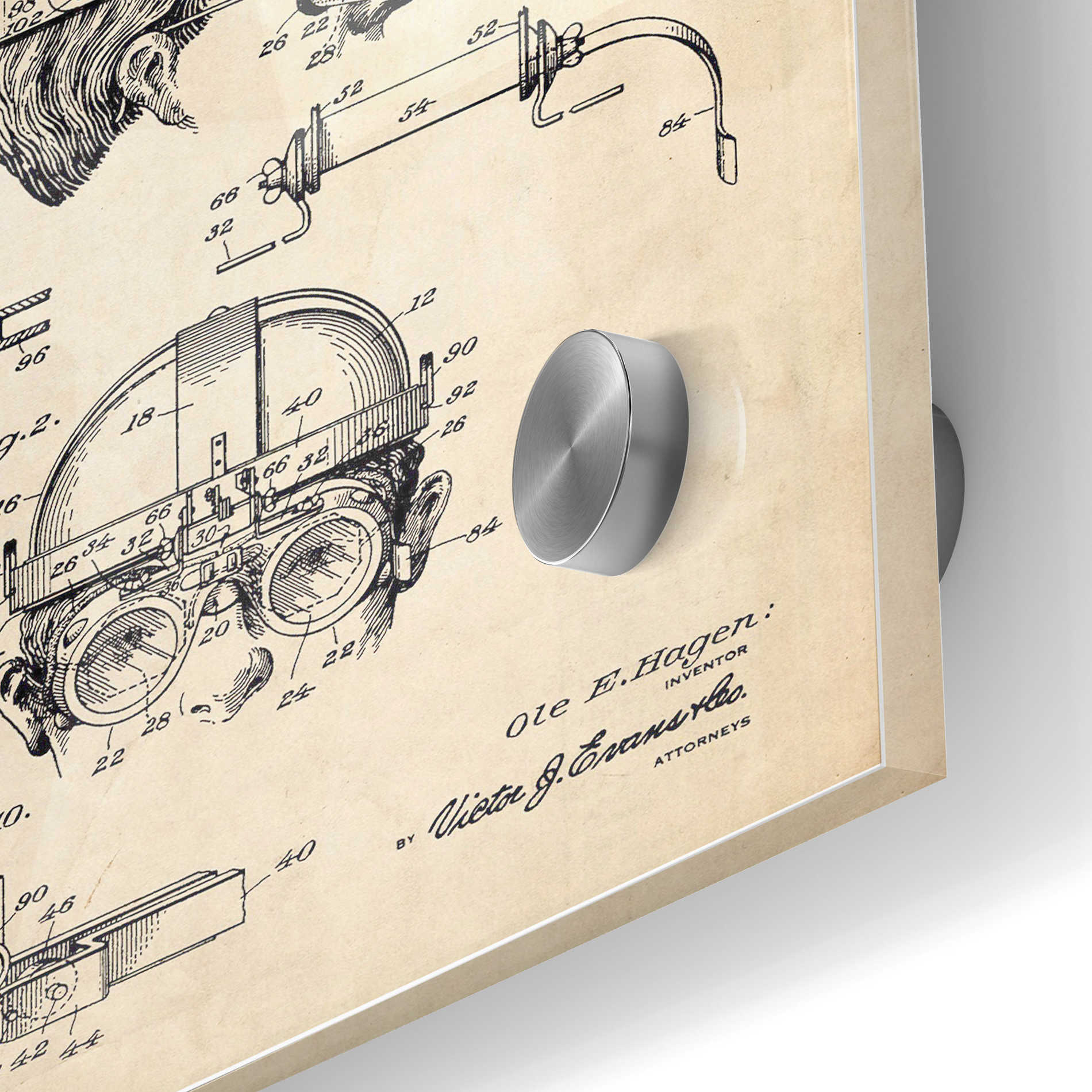 Epic Art 'Welding Goggles Blueprint Patent Parchment' Acrylic Glass Wall Art,24x36