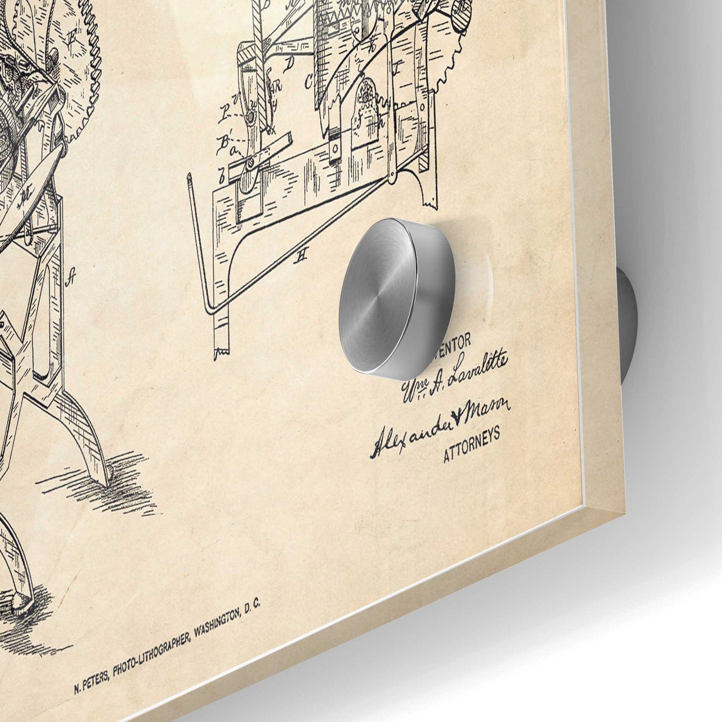 Epic Art 'Printing Press Blueprint Patent Parchment' Acrylic Glass Wall Art,24x36