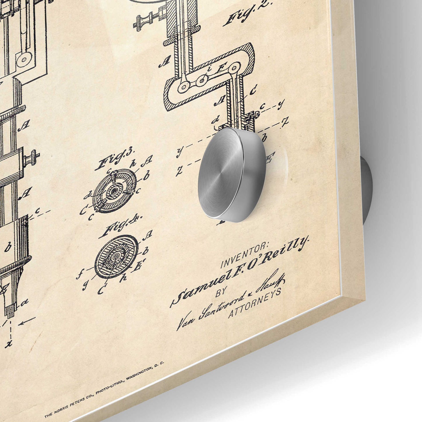 Epic Art 'Tattoo Machine Blueprint Patent Parchment' Acrylic Glass Wall Art,24x36