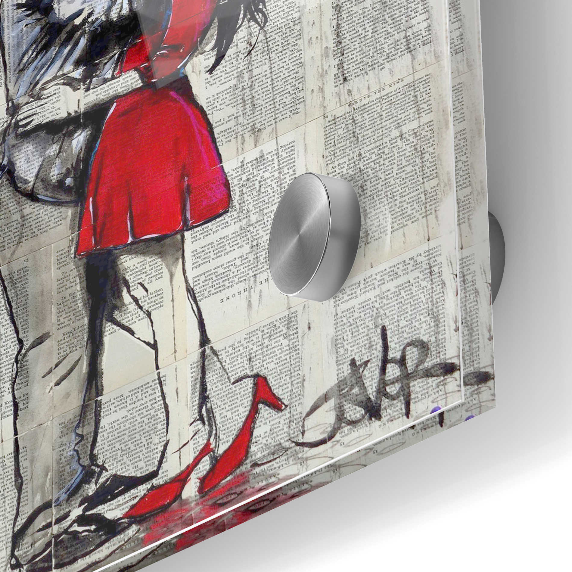 Epic Art 'Red Rainy Love' by Loui Jover, Acrylic Glass Wall Art,24x36
