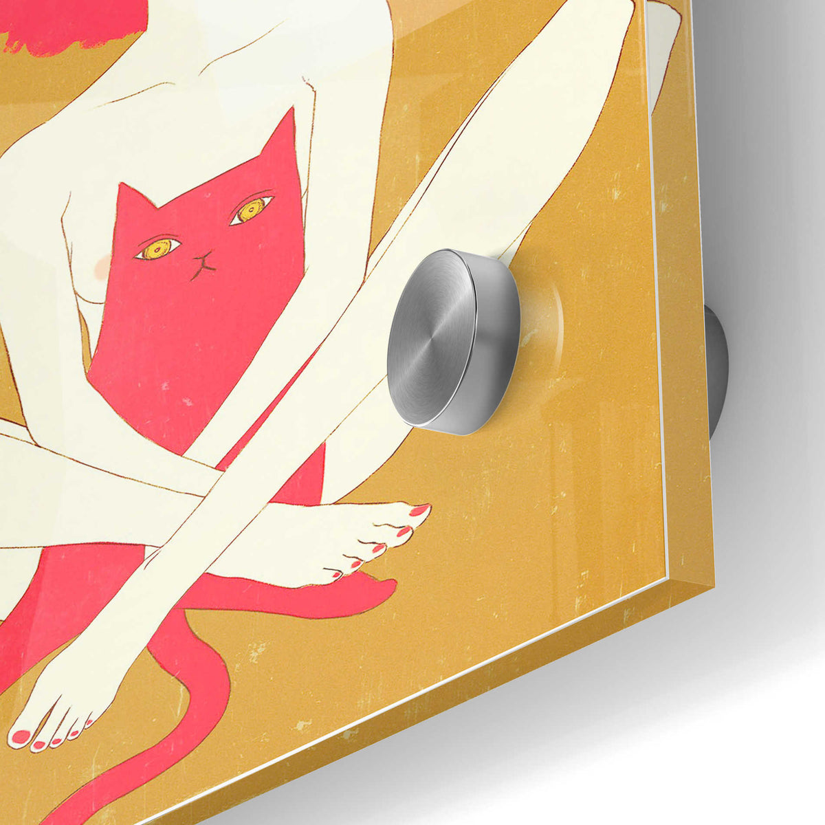 Epic Art 'Pinkcat' by Sai Tamiya, Acrylic Glass Wall Art,24x36