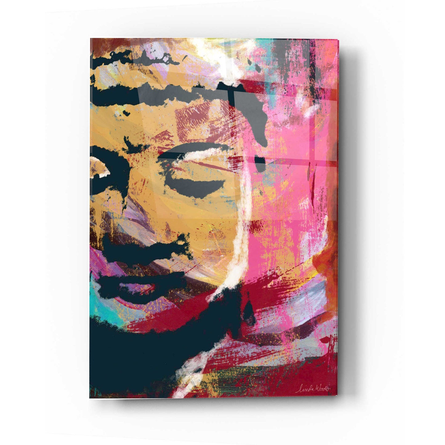 Epic Art 'Painted Buddha III' by Linda Woods, Acrylic Glass Wall Art,24x36