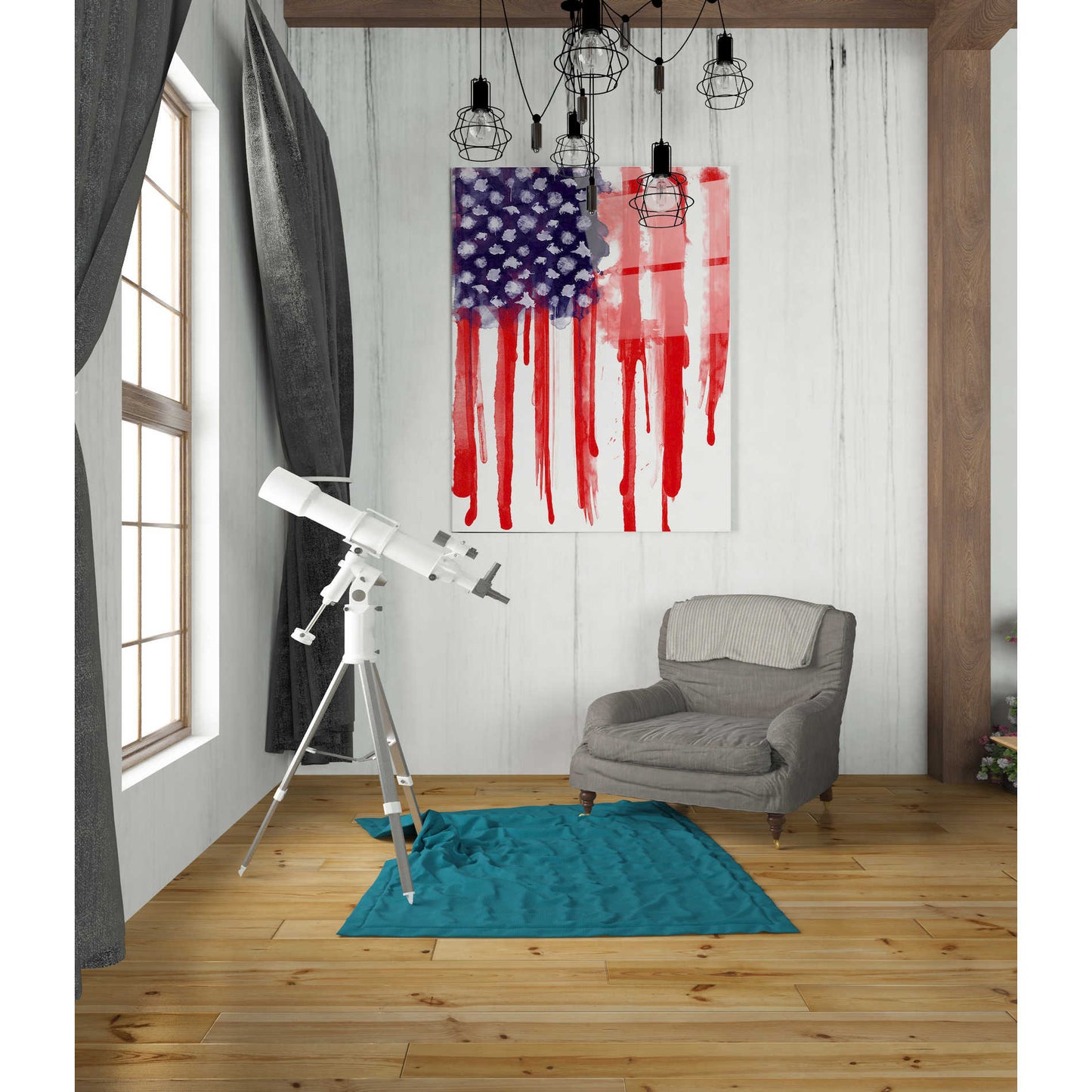 Epic Art 'American Flag Splatter' by Nicklas Gustafsson, Acrylic Glass Wall Art,24x36