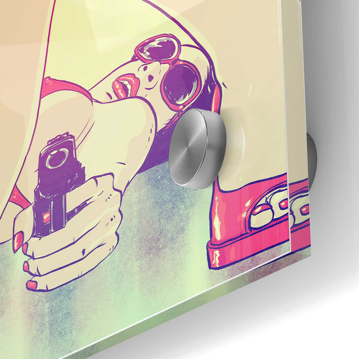 Epic Art "Girl with Gun" by Giuseppe Cristiano, Acrylic Glass Wall Art,24x36