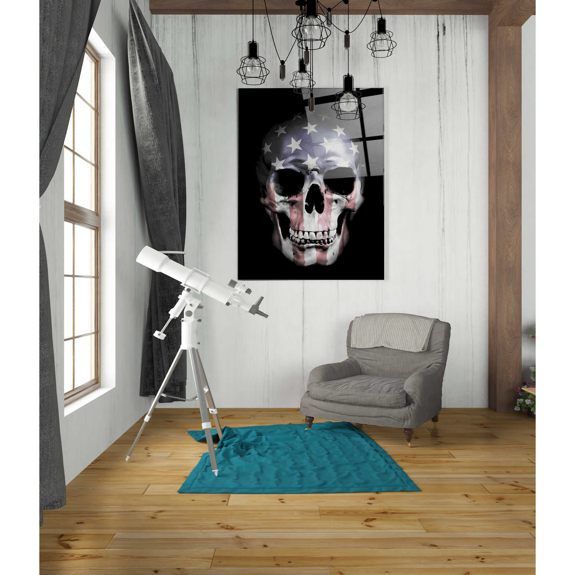 Epic Art 'American Skull' by Nicklas Gustafsson, Acrylic Glass Wall Art,24x36