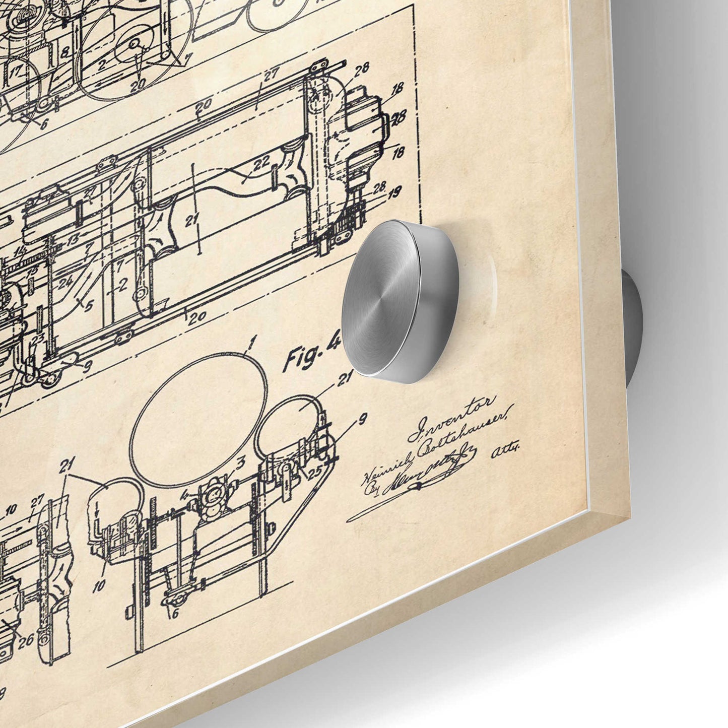 Epic Art 'Steam Locomotive Blueprint Parchment Patent' Acrylic Glass Wall Art,24x36