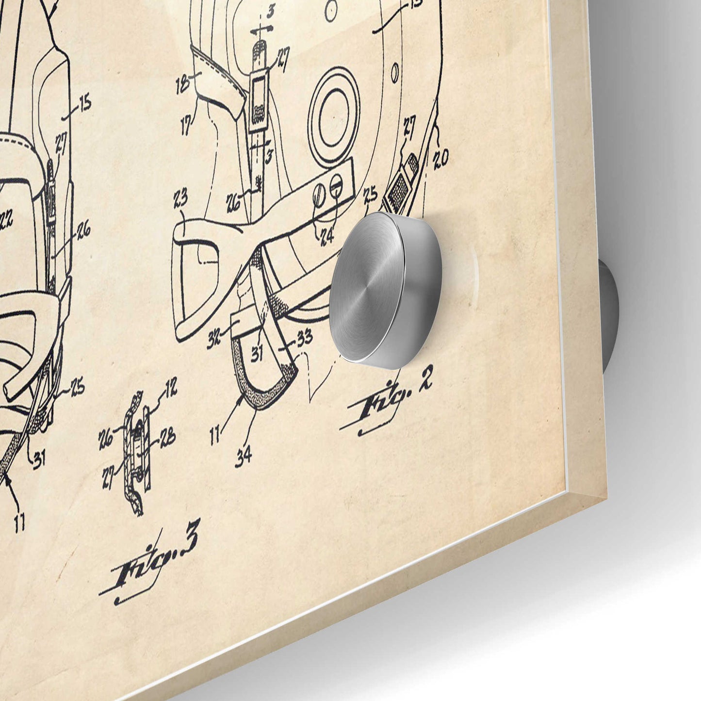 Epic Art 'Modern Football Helmet Blueprint Parchment Patent' Acrylic Glass Wall Art,24x36