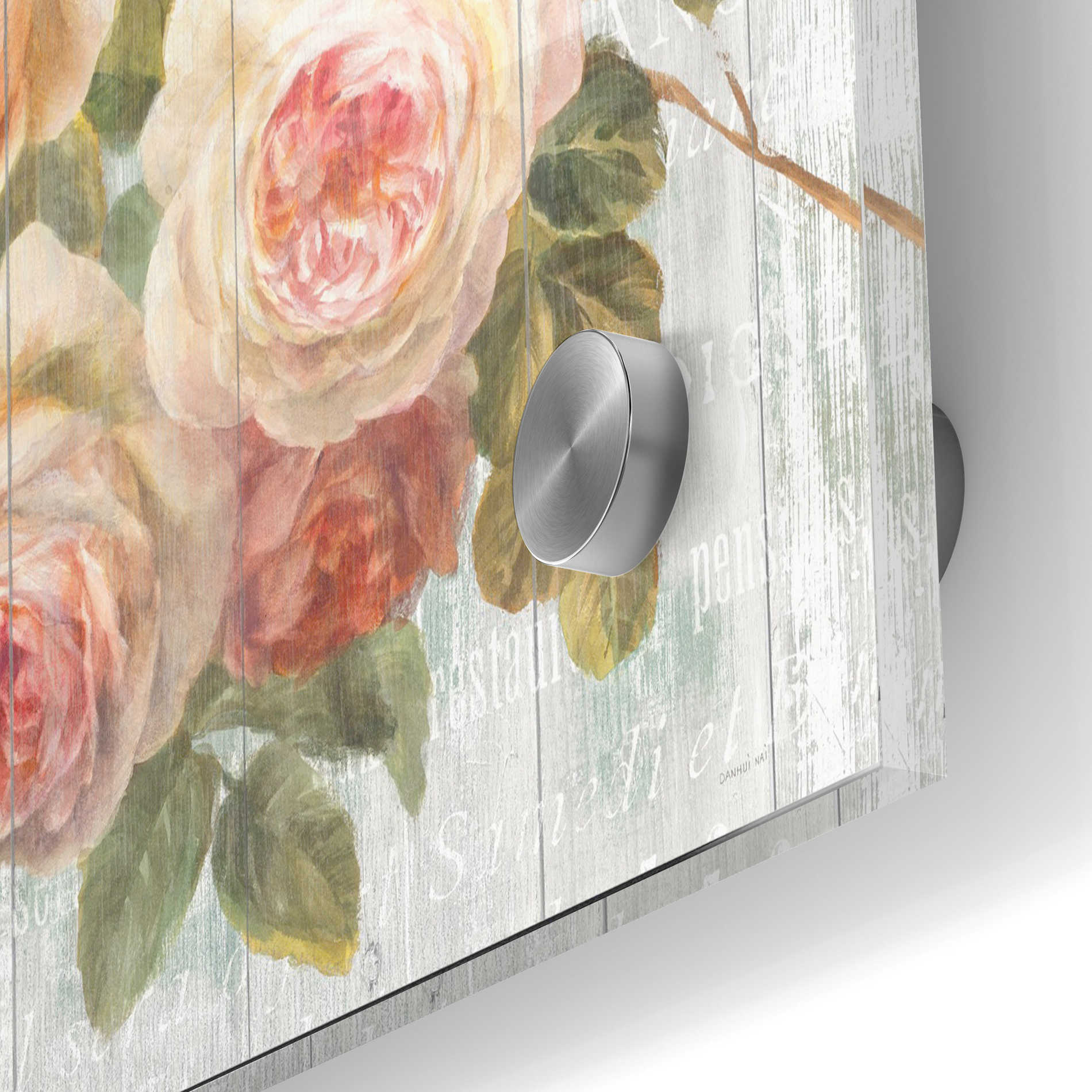 Epic Art 'Vintage Roses on Driftwood' Acrylic Glass Wall Art,24x36