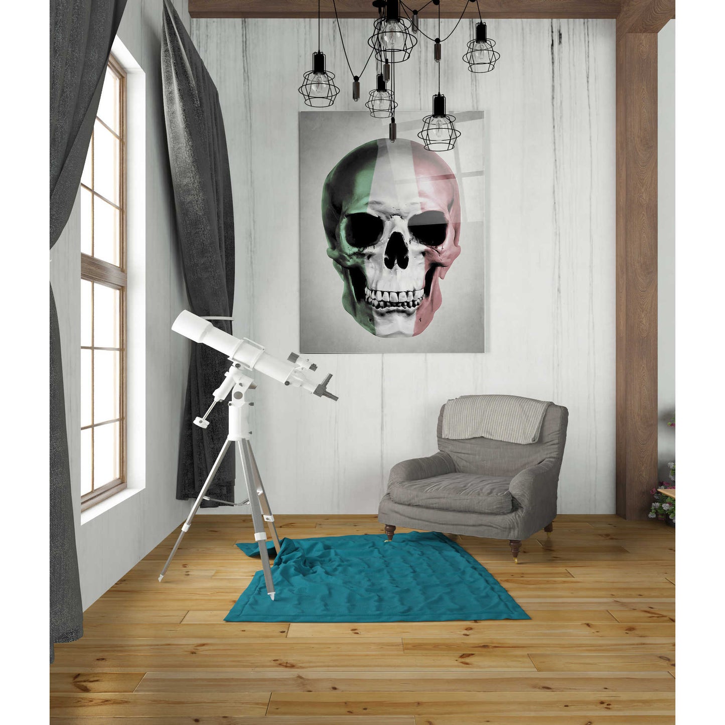 Epic Art 'Italian Skull Grey' by Nicklas Gustafsson, Acrylic Glass Wall Art,24x36