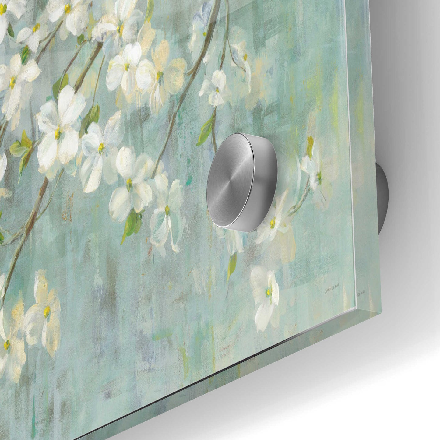 Epic Art 'Dogwood in Spring on Blue' by Danhui Nai, Acrylic Glass Wall Art,24x36