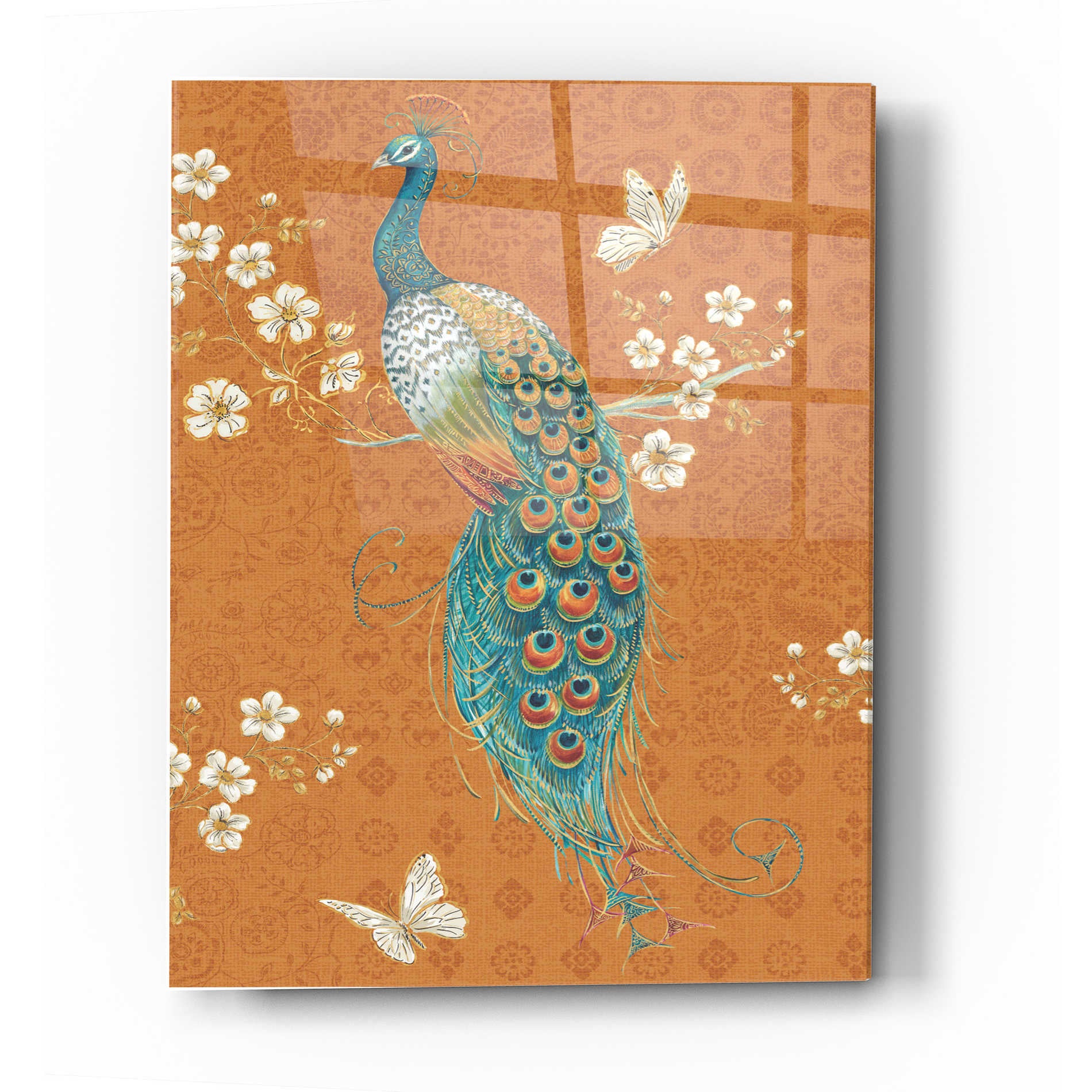 Epic Art 'Ornate Peacock X Spice' by Daphne Brissonet, Acrylic Glass Wall Art,24x36
