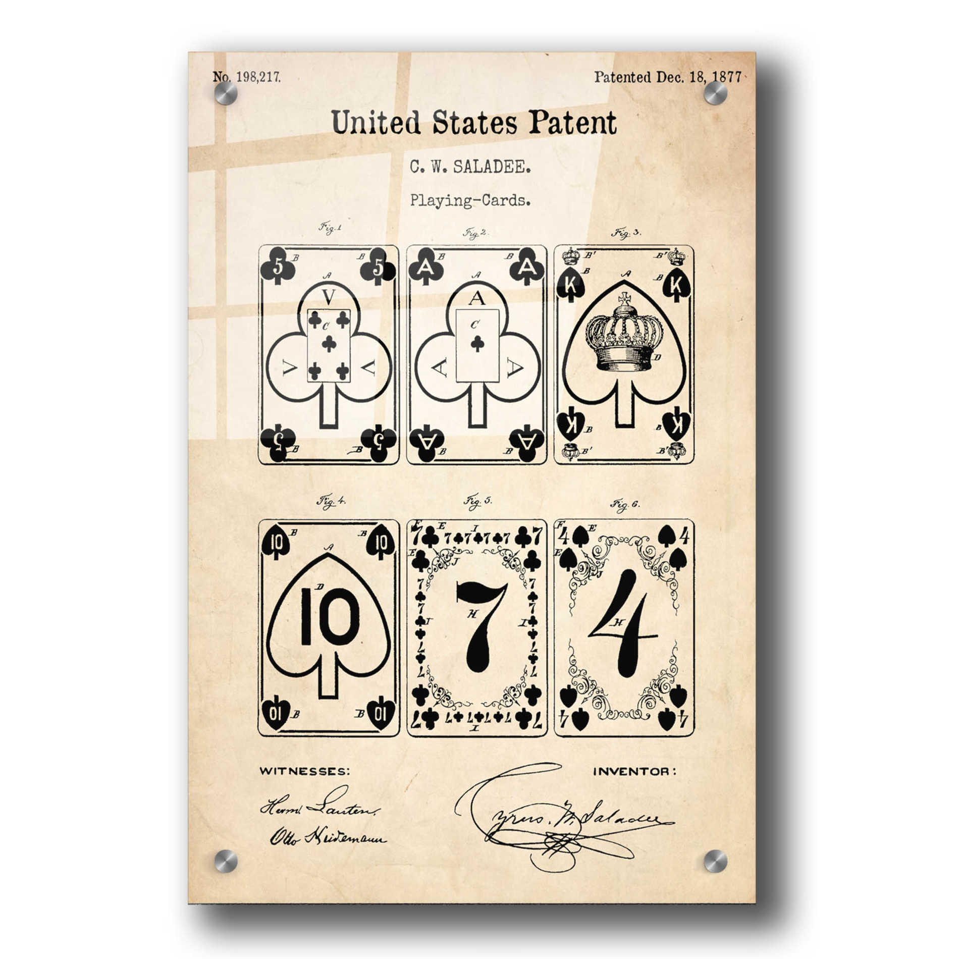 Epic Art 'Playing Cards Vintage Patent' Acrylic Glass Wall Art,24x36