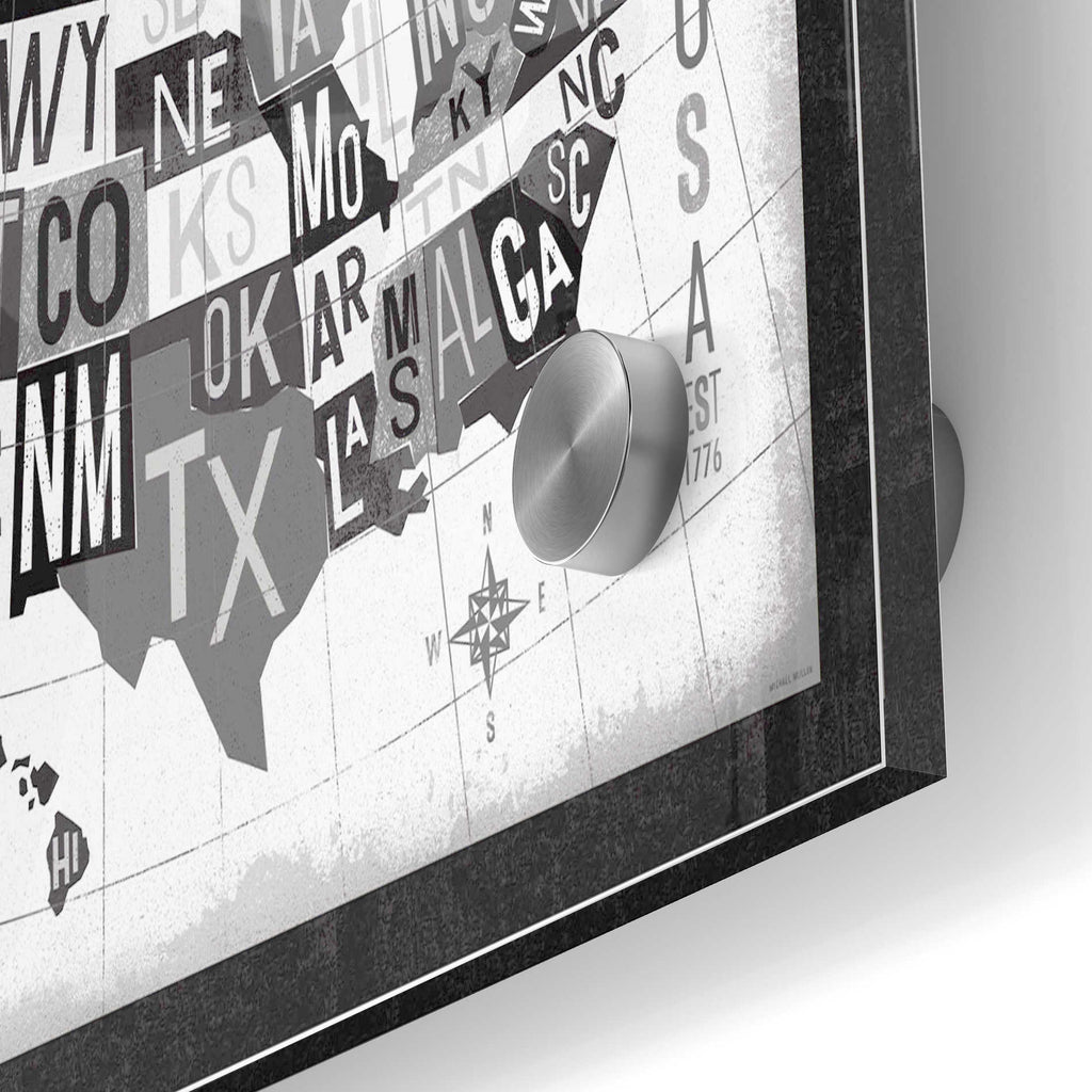 Epic Art 'Letterpress USA Map Dark' by Michael Mullan, Acrylic Glass Wall Art,24x36
