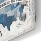 Epic Art 'USA Modern Vintage Blue Grey with Words' by Michael Mullan, Acrylic Glass Wall Art,24x36