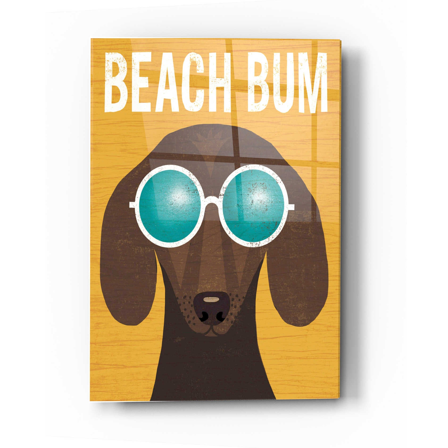 Epic Art 'Beach Bums Dachshund I Bum' by Michael Mullan, Acrylic Glass Wall Art,24x36