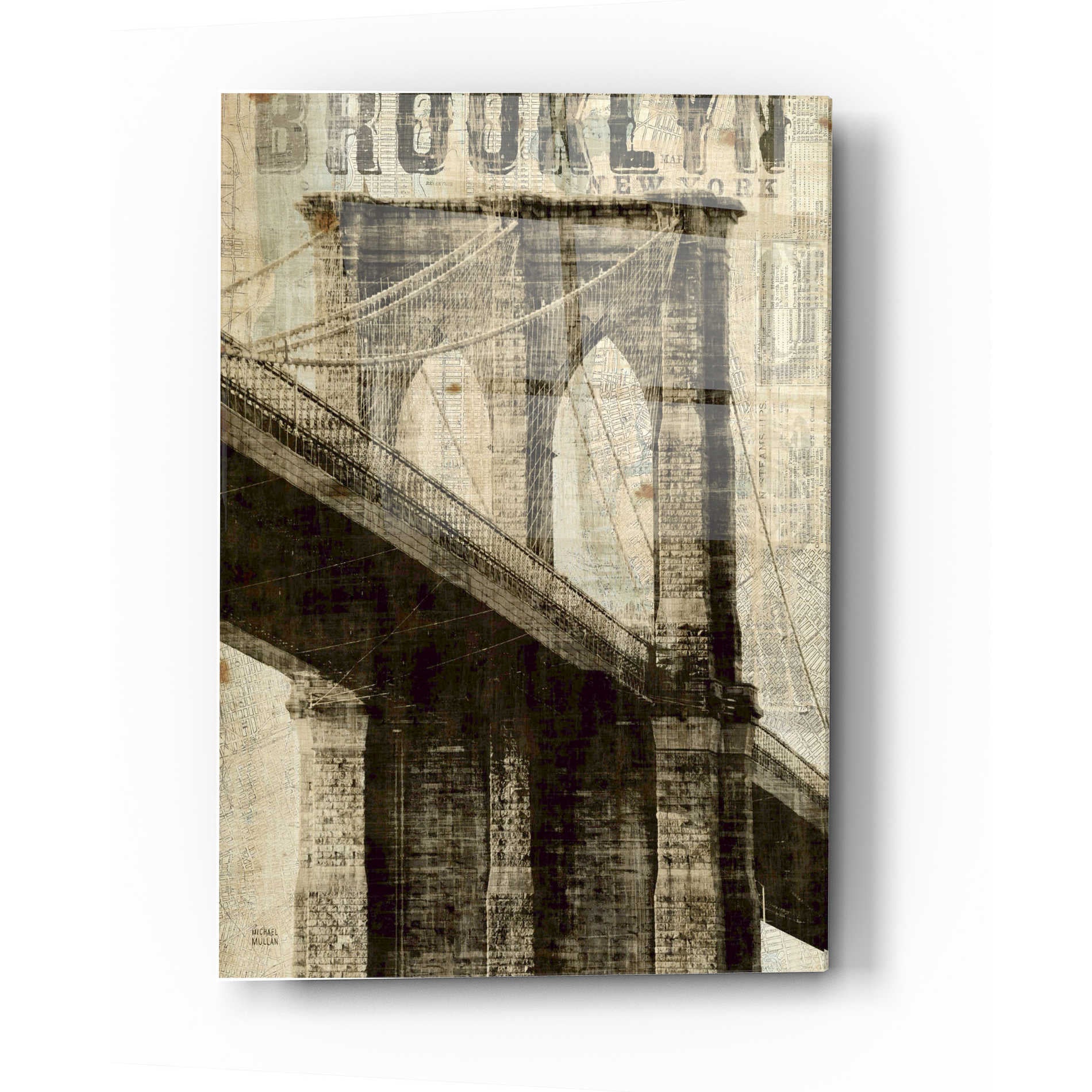 Epic Art 'Vintage NY Brooklyn Bridge' by Michael Mullan, Acrylic Glass Wall Art,24x36