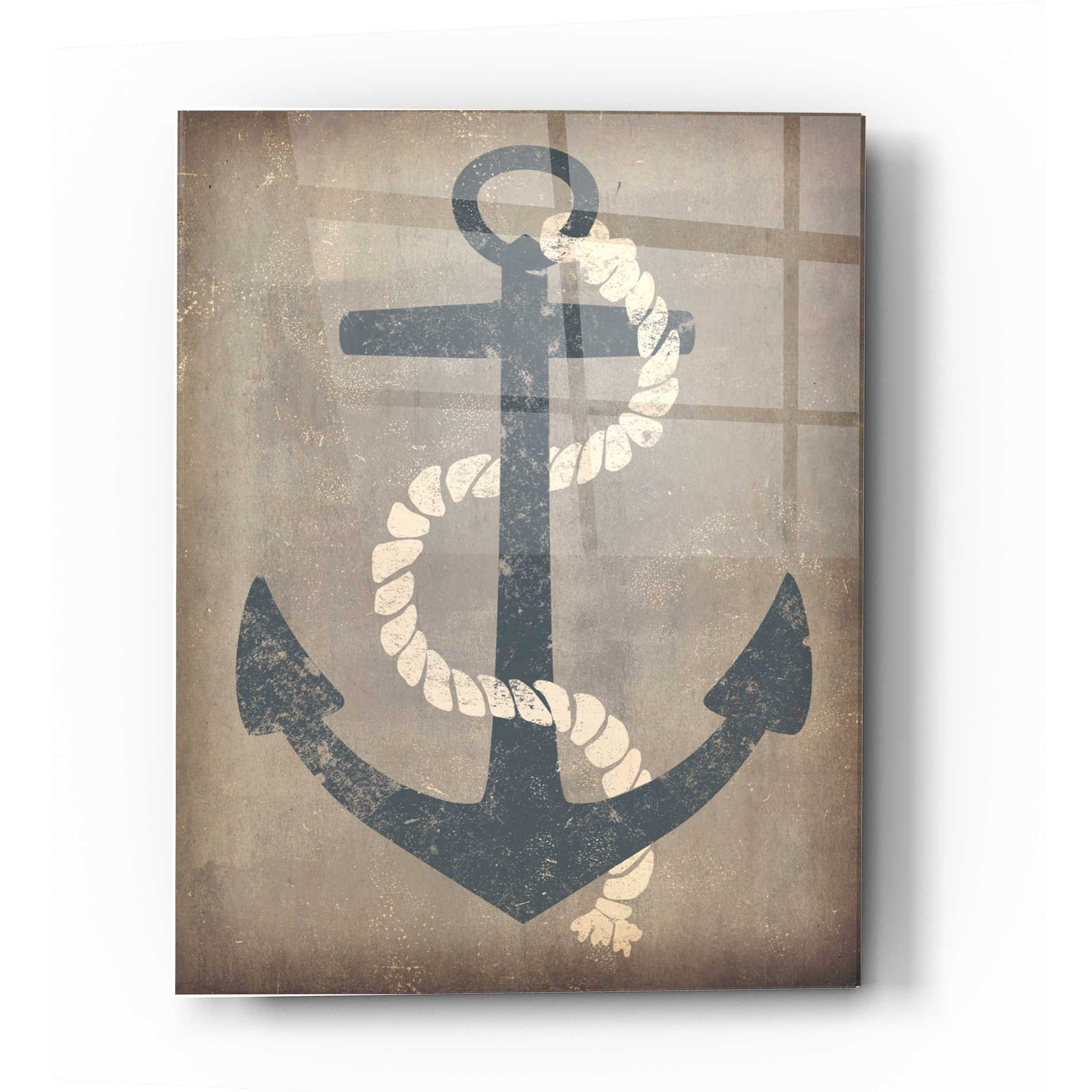 Epic Art 'Nautical Anchor Vertical Gray' by Ryan Fowler, Acrylic Glass Wall Art,24x36