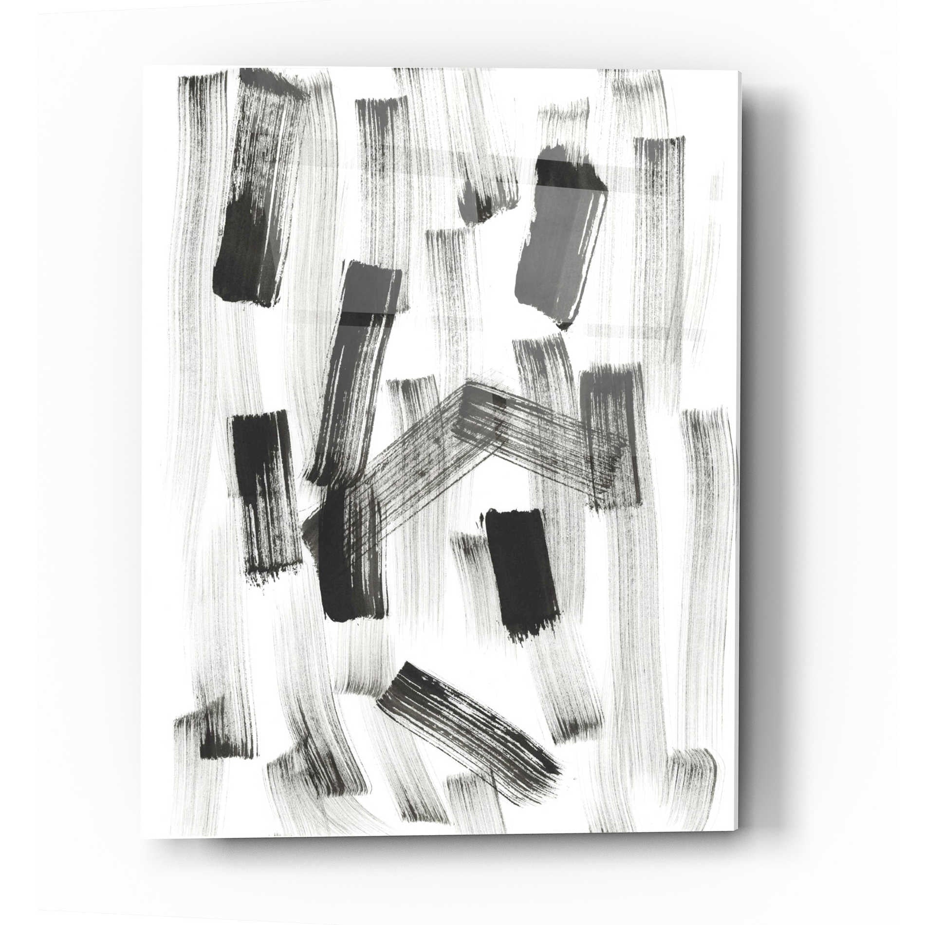 Epic Art 'Black and White Strokes North' Acrylic Glass Wall Art,24x36