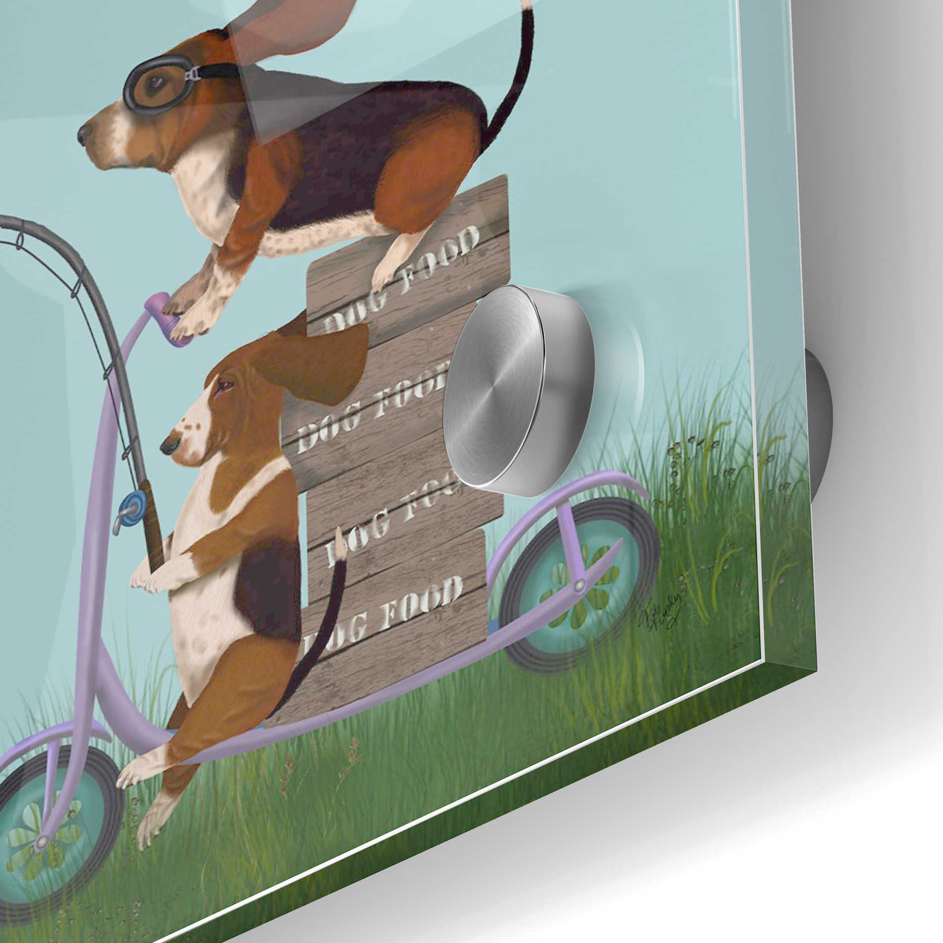 Epic Art 'Basset Hound Scooter' by Fab Funky Acrylic Glass Wall Art,24x36