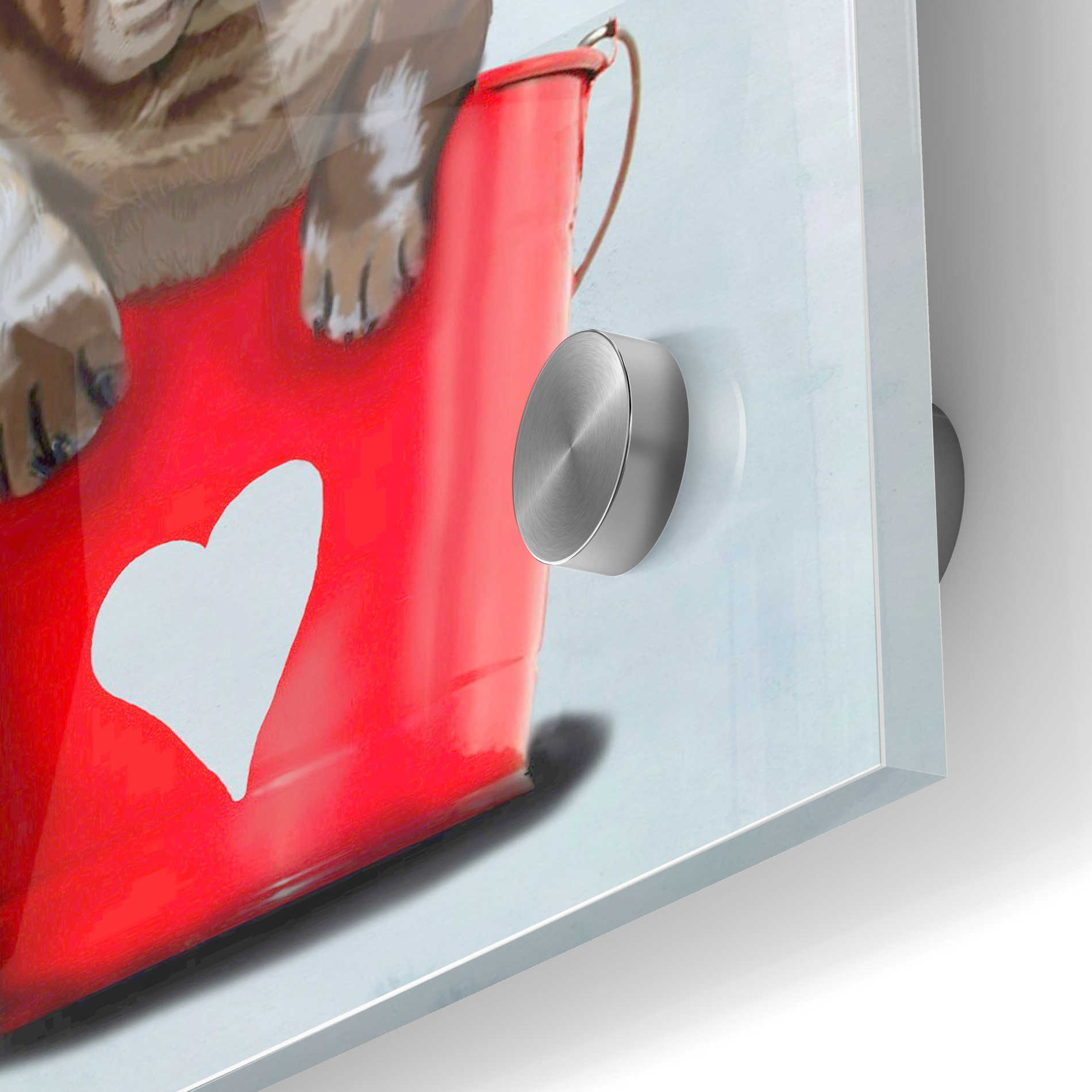 Epic Art 'Bulldog Bucket Of Love, Red' by Fab Funky Acrylic Glass Wall Art,24x36