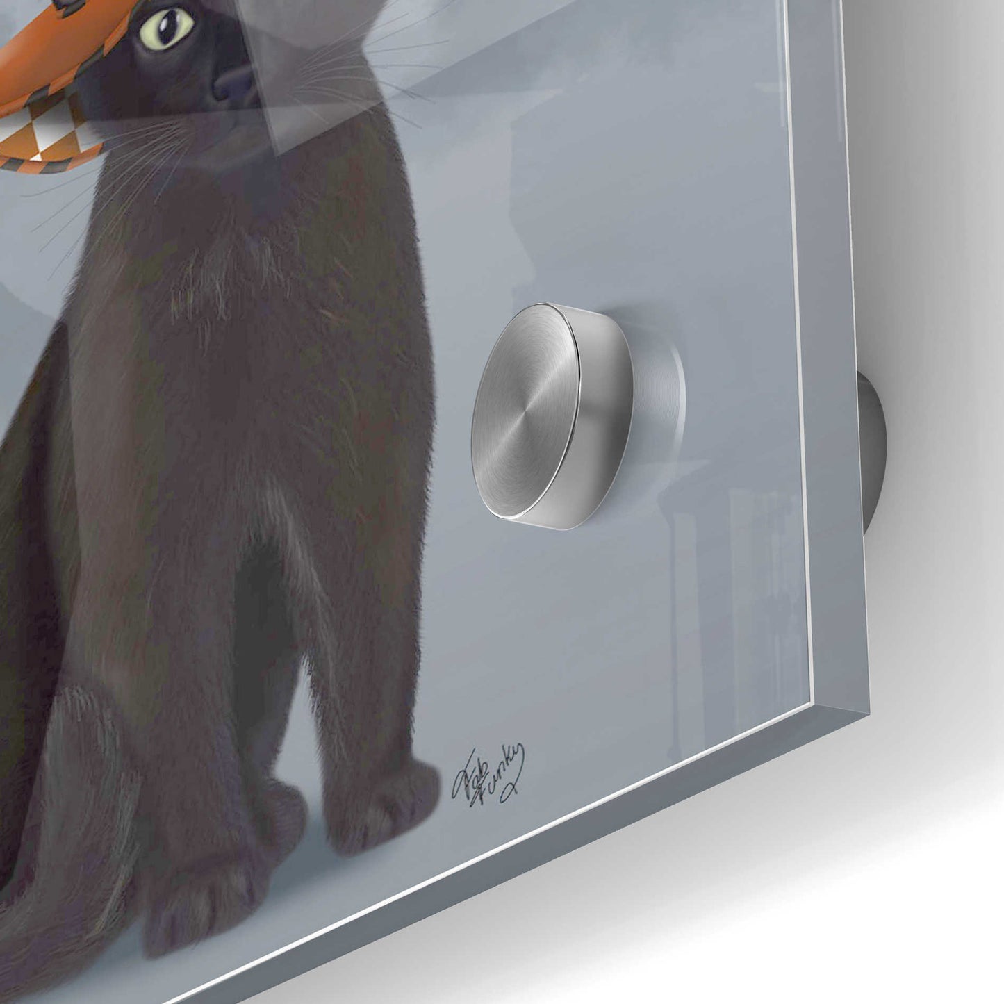 Epic Art 'Halloween Black Cat in Witches Hat' by Fab Funky Acrylic Glass Wall Art,24x36