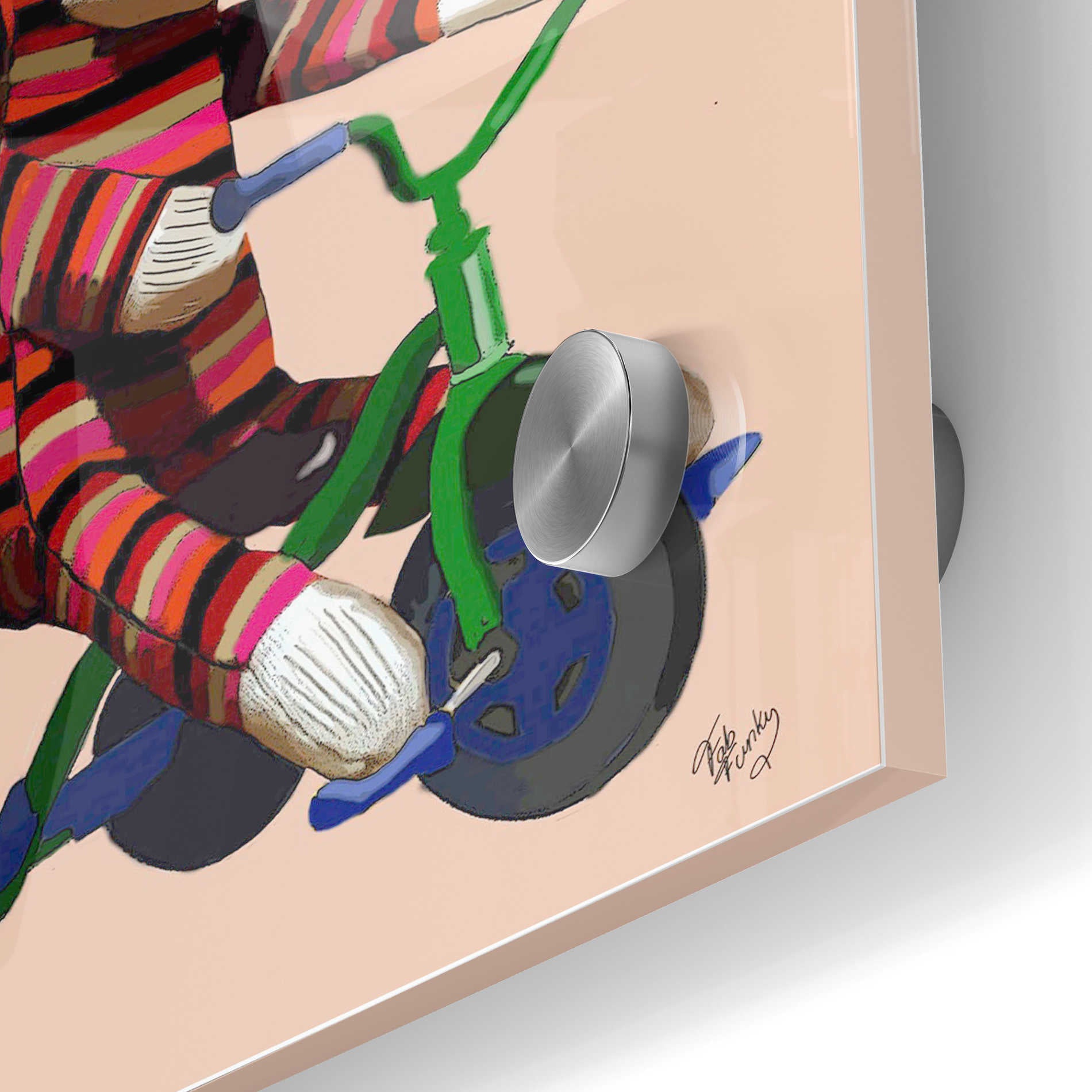 Epic Art 'Sock Monkey Tricycle' by Fab Funky Acrylic Glass Wall Art,24x36