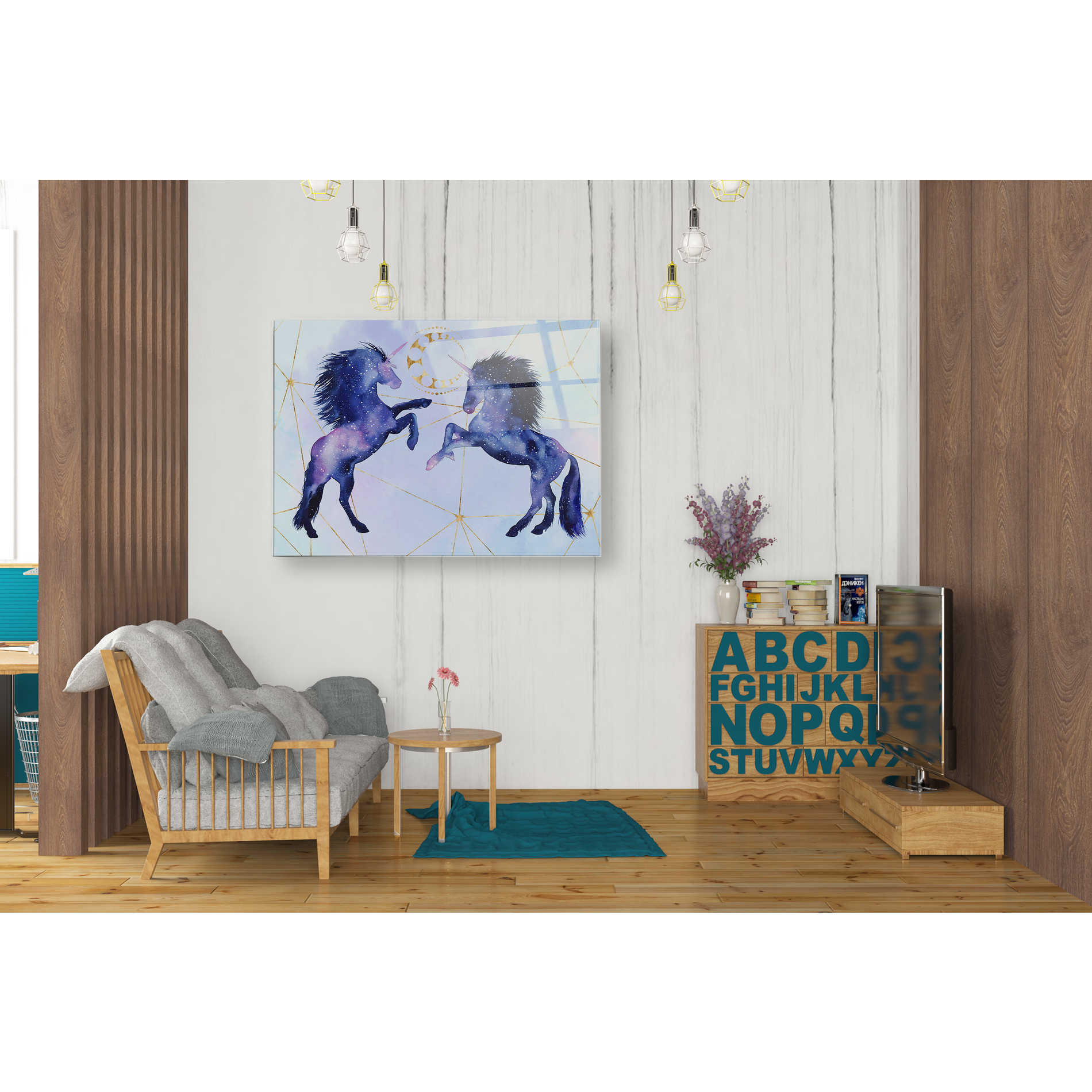 Epic Art 'Unicorn Universe Collection A' by Grace Popp Acrylic Glass Wall Art,24x36