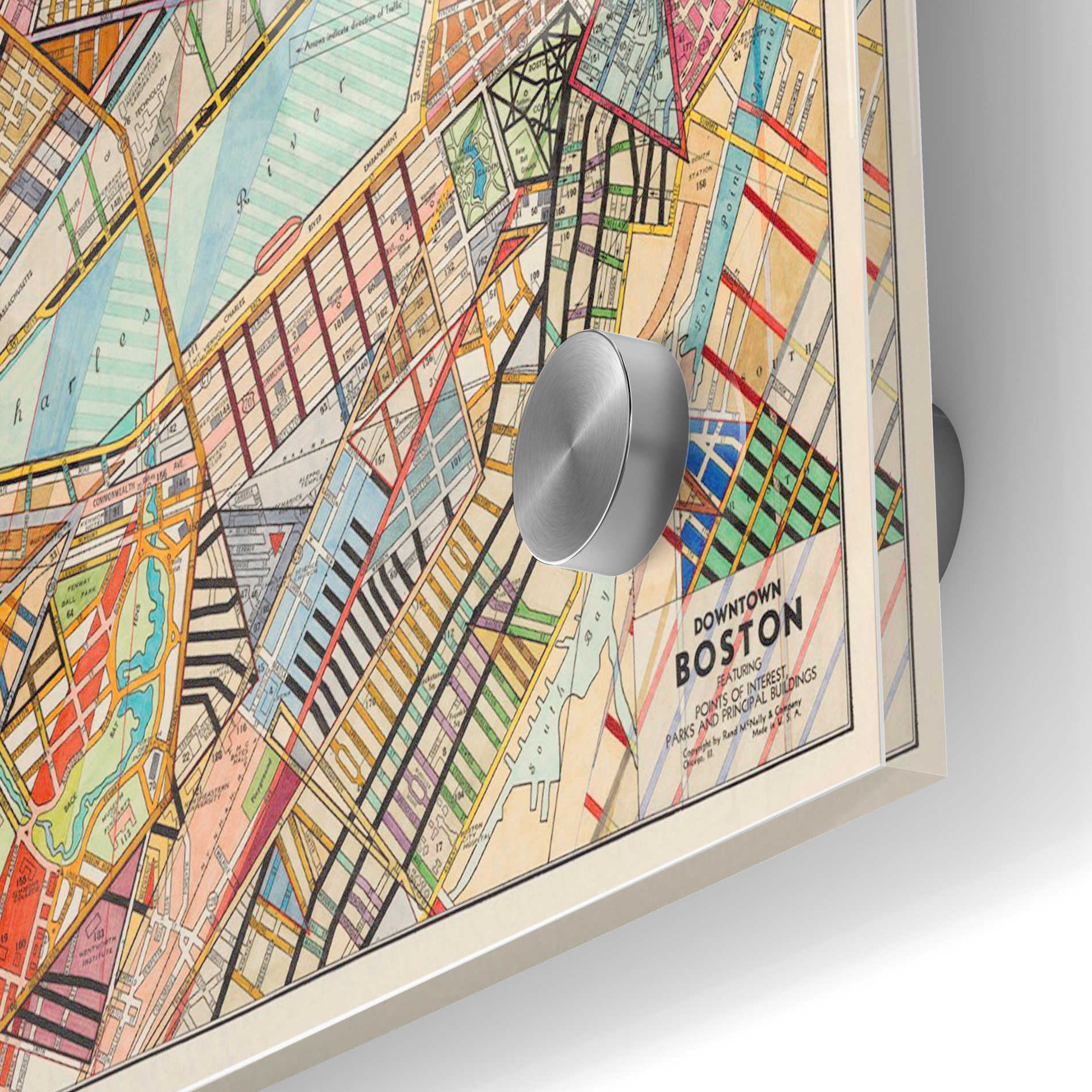 Epic Art 'Modern Map of Boston' by Nikki Galapon Acrylic Glass Wall Art,24x36