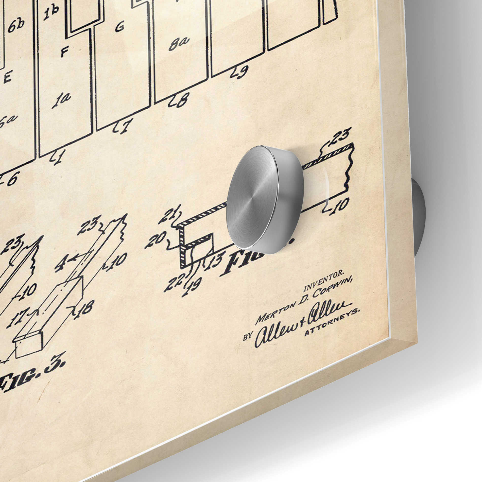 Epic Art 'Piano Keys Blueprint Patent Parchment' Acrylic Glass Wall Art,24x36