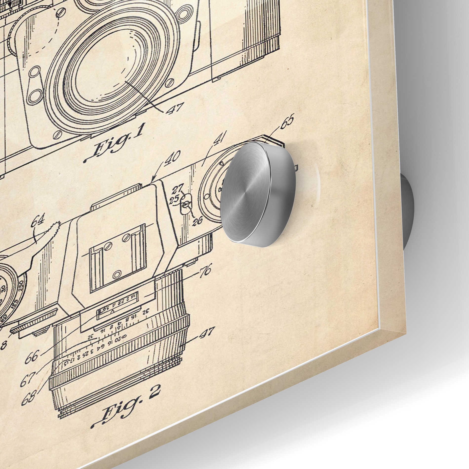 Epic Art 'Camera with Coupled Exposure Meter Blueprint Patent Parchment' Acrylic Glass Wall Art,24x36